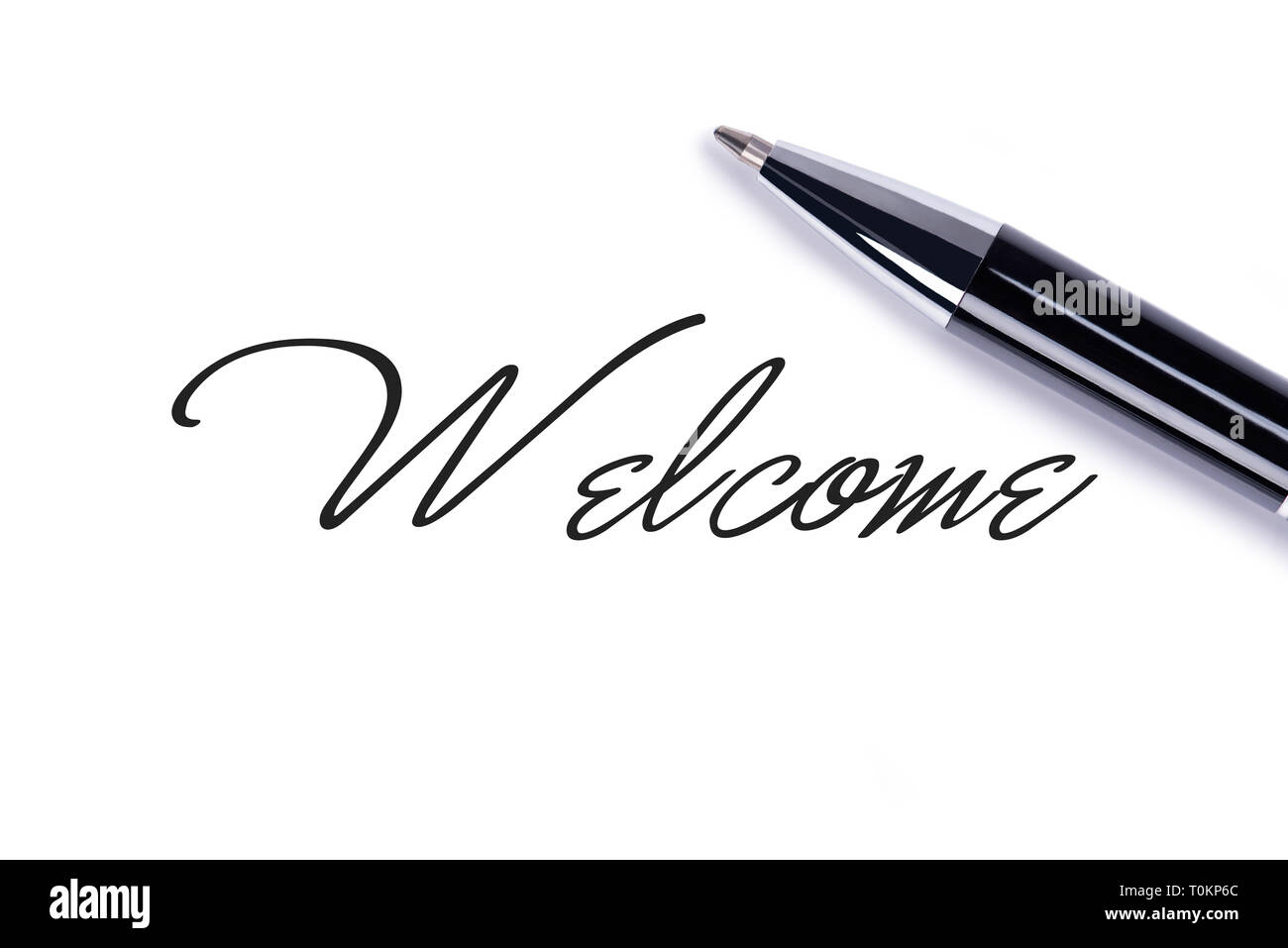 'Welcome' su sfondo bianco Foto Stock