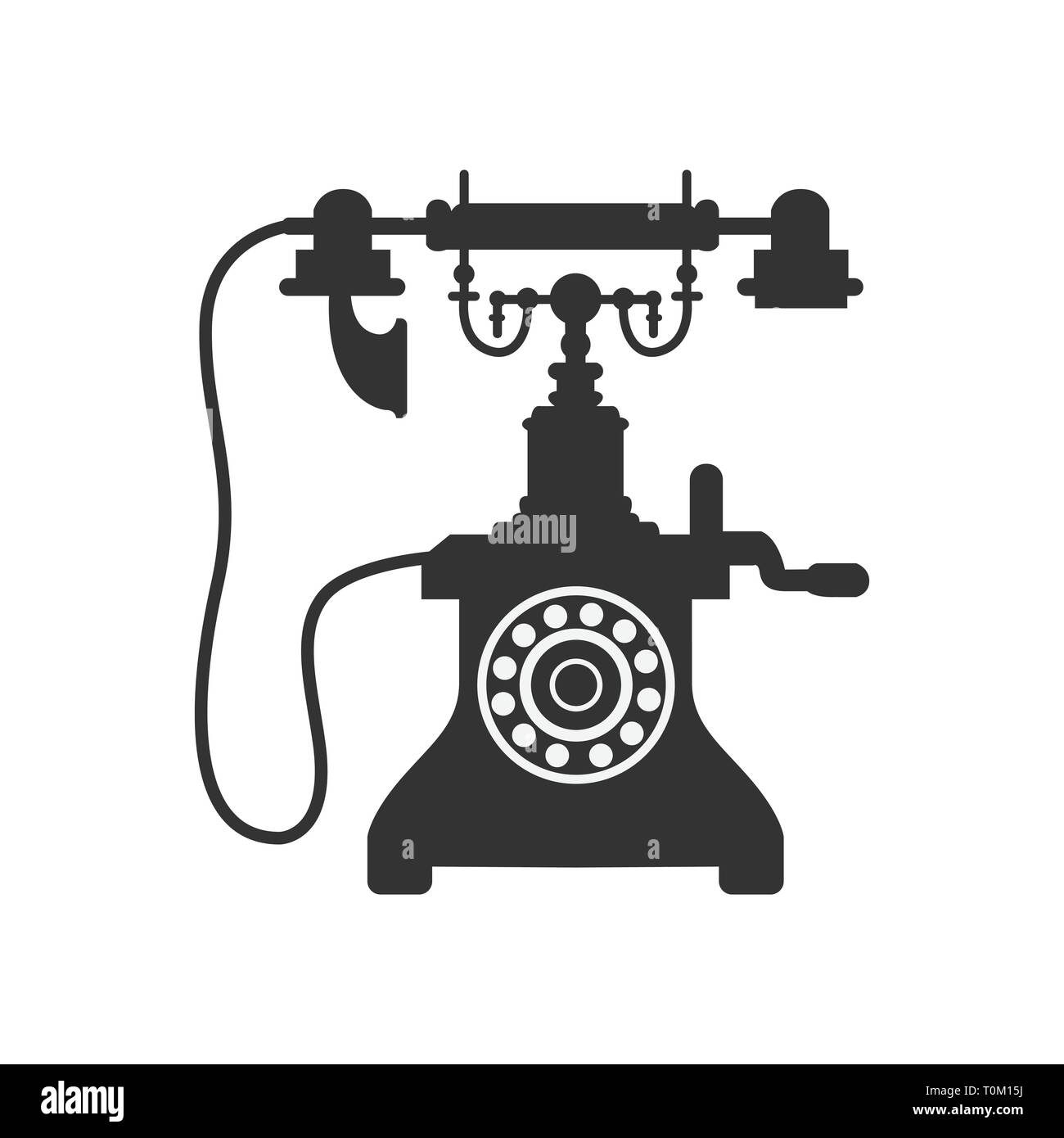 Vintage vecchio telefono icona vettore su sfondo bianco Illustrazione Vettoriale