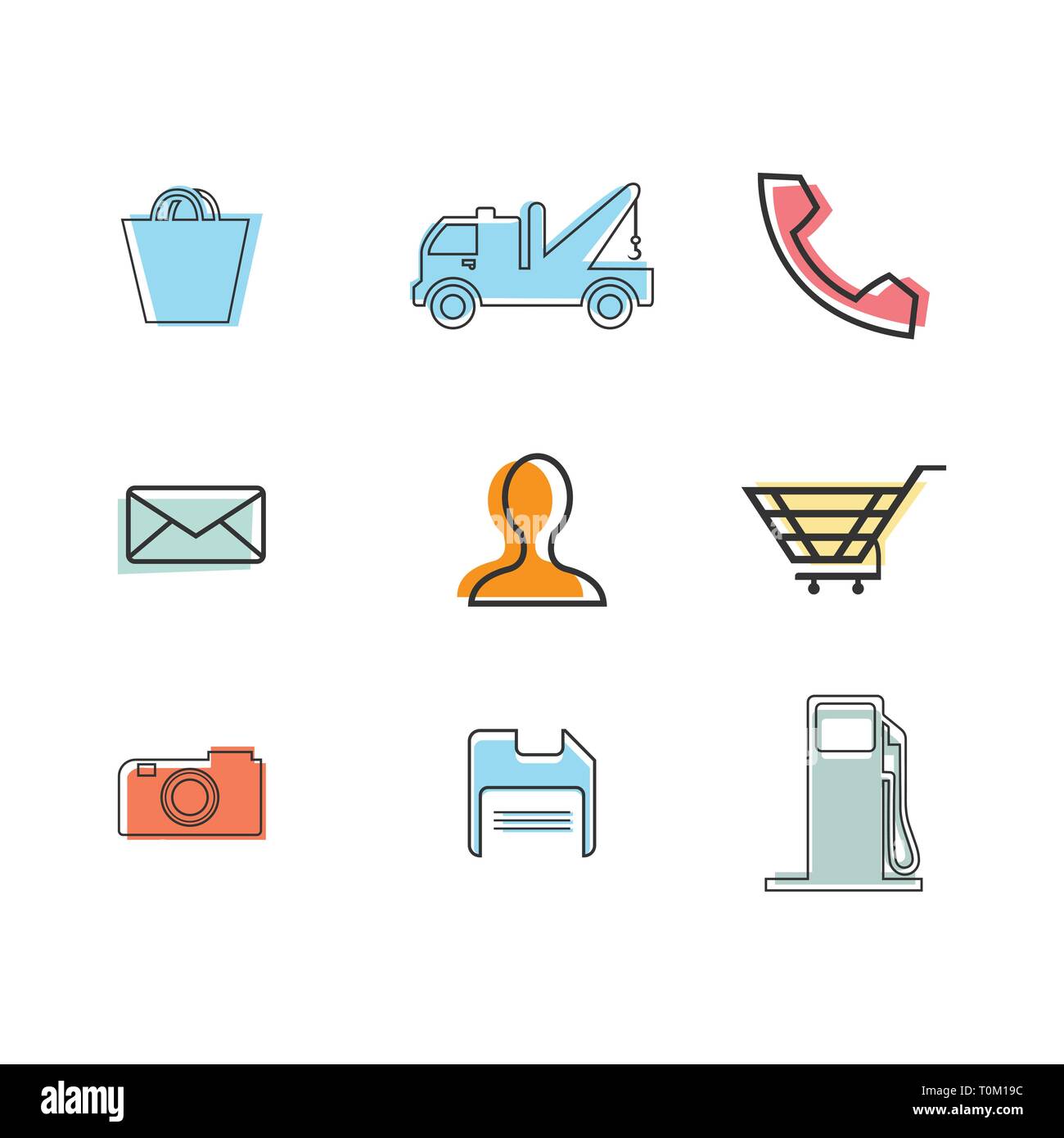 Illustrazione Vettoriale di piatto e sottile linea di icone di business Illustrazione Vettoriale