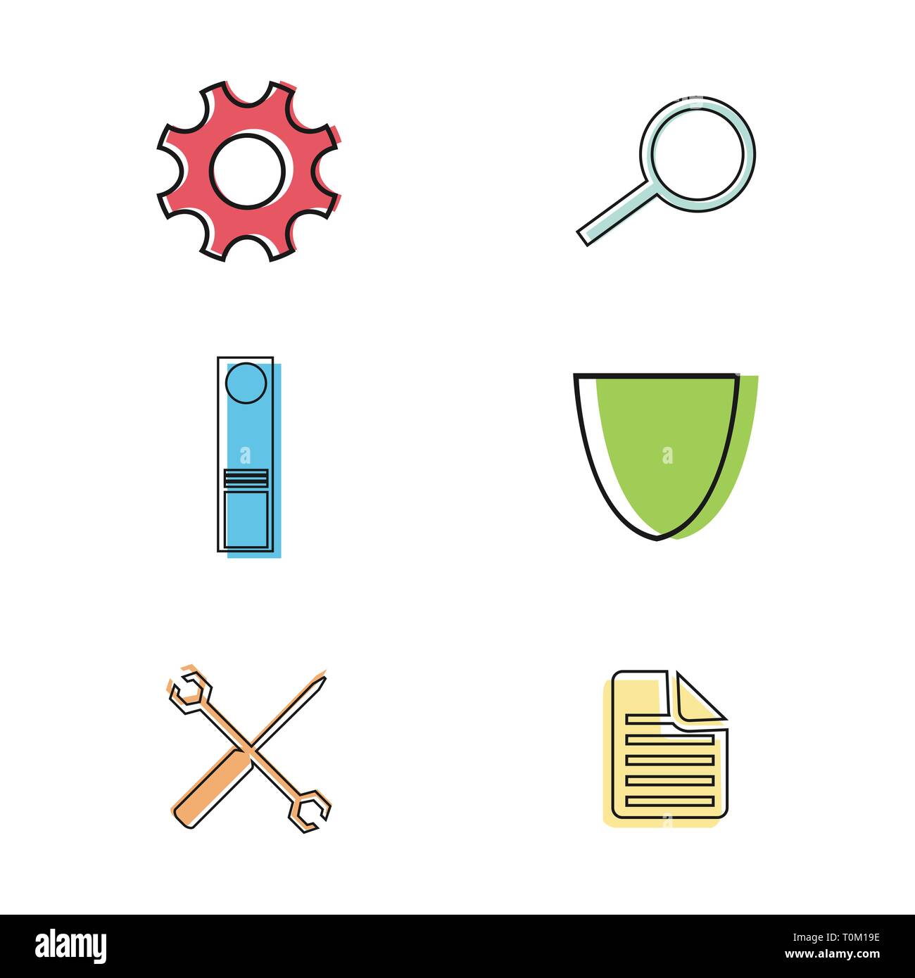 Illustrazione Vettoriale di piatto e sottile linea di icone di business Illustrazione Vettoriale