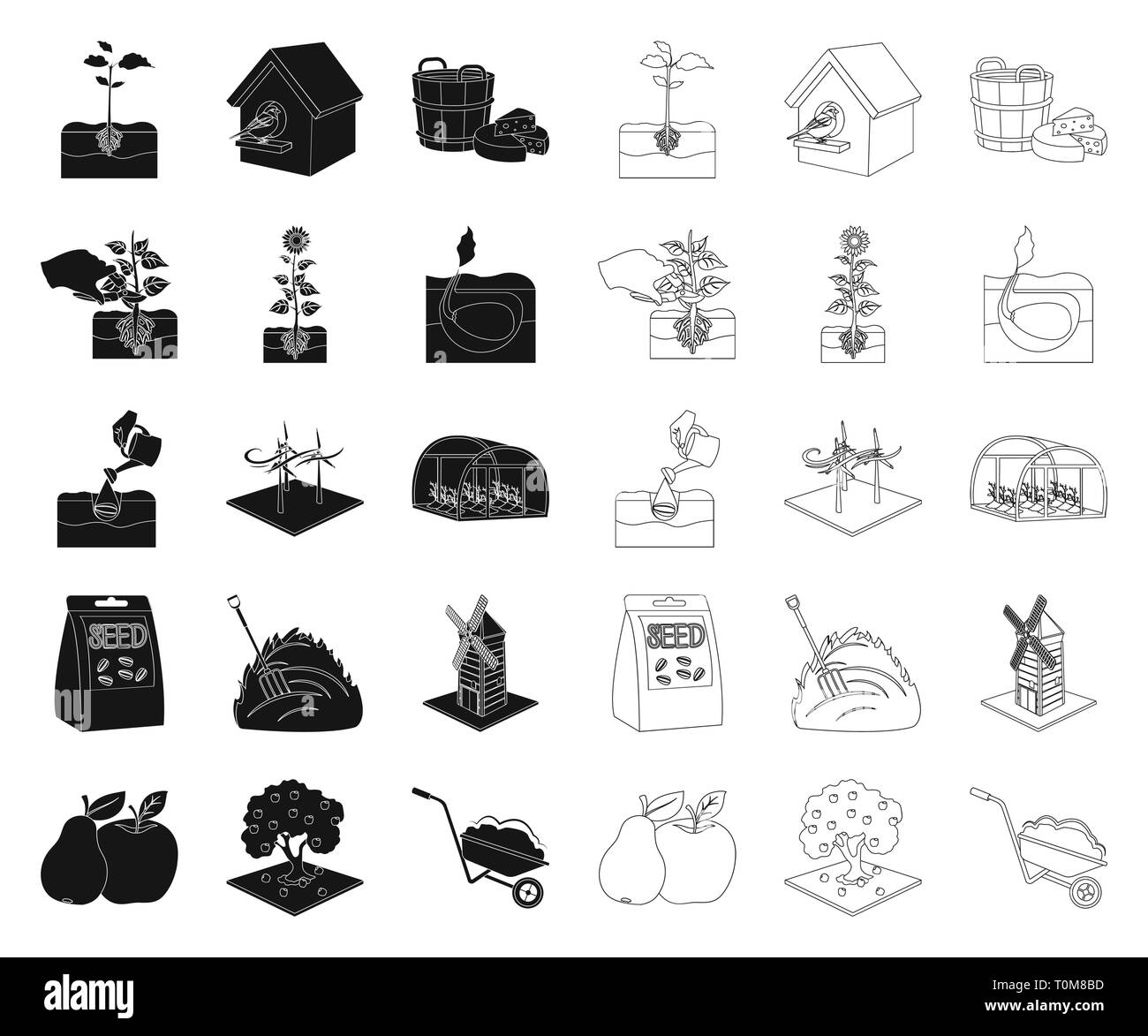 Apple,l'orzo,bird,birdhouse,Black,contorno,benna,costruzione,TAPPETO,raccolta,l'ecologia,l'energia,agriturismo,fertilizzante,farina,cibo,forche,frutta,giardino,grano,serra,harvest,fieno,Casa,sbuccia,icona,immagine,l'iscrizione,foglie,logo,mill,l'olio,imballaggio,carta,pera,piante,root,forbici,semi,impostare,terreno,paglia,struttura,girasole,tree,vettore vegetale,,l'acqua,web,frumento,carriola vettori vettore , Illustrazione Vettoriale
