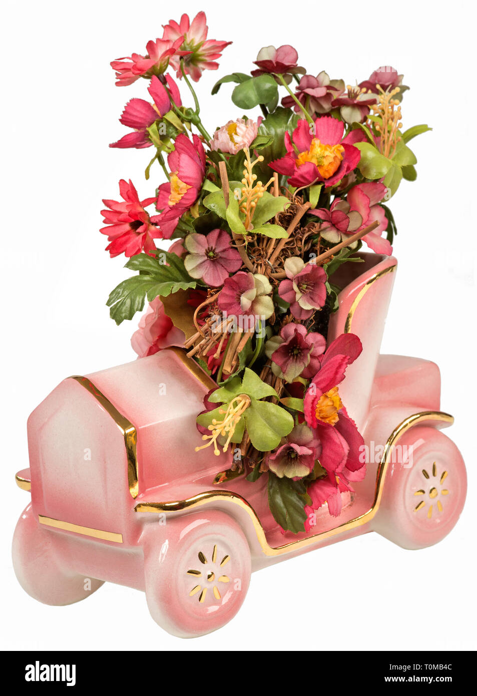 Il kitsch/schede/souvenir, auto come vaso di fiori, rottami-picture, Italia, circa 1987, Additional-Rights-Clearance-Info-Not-Available Foto Stock