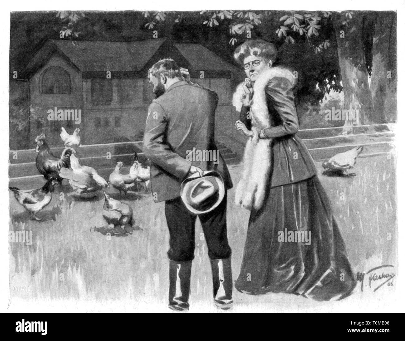 La caricatura, 'Viel verlangt' (per chiedere un po' troppo), disegno da Max Flashar (1855 - 1915), fuori: "Fliegende Blätter', Monaco, 1906, artista del diritto d'autore non deve essere cancellata Foto Stock