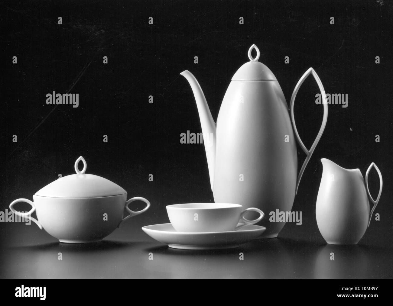 Domestico, piatti, mocha servizio '' ovale, design: Rudolf Lunghard (1902 - 1983), produttore: Rosenthal public limited company, Selb, 1951 - 1961, Additional-Rights-Clearance-Info-Not-Available Foto Stock
