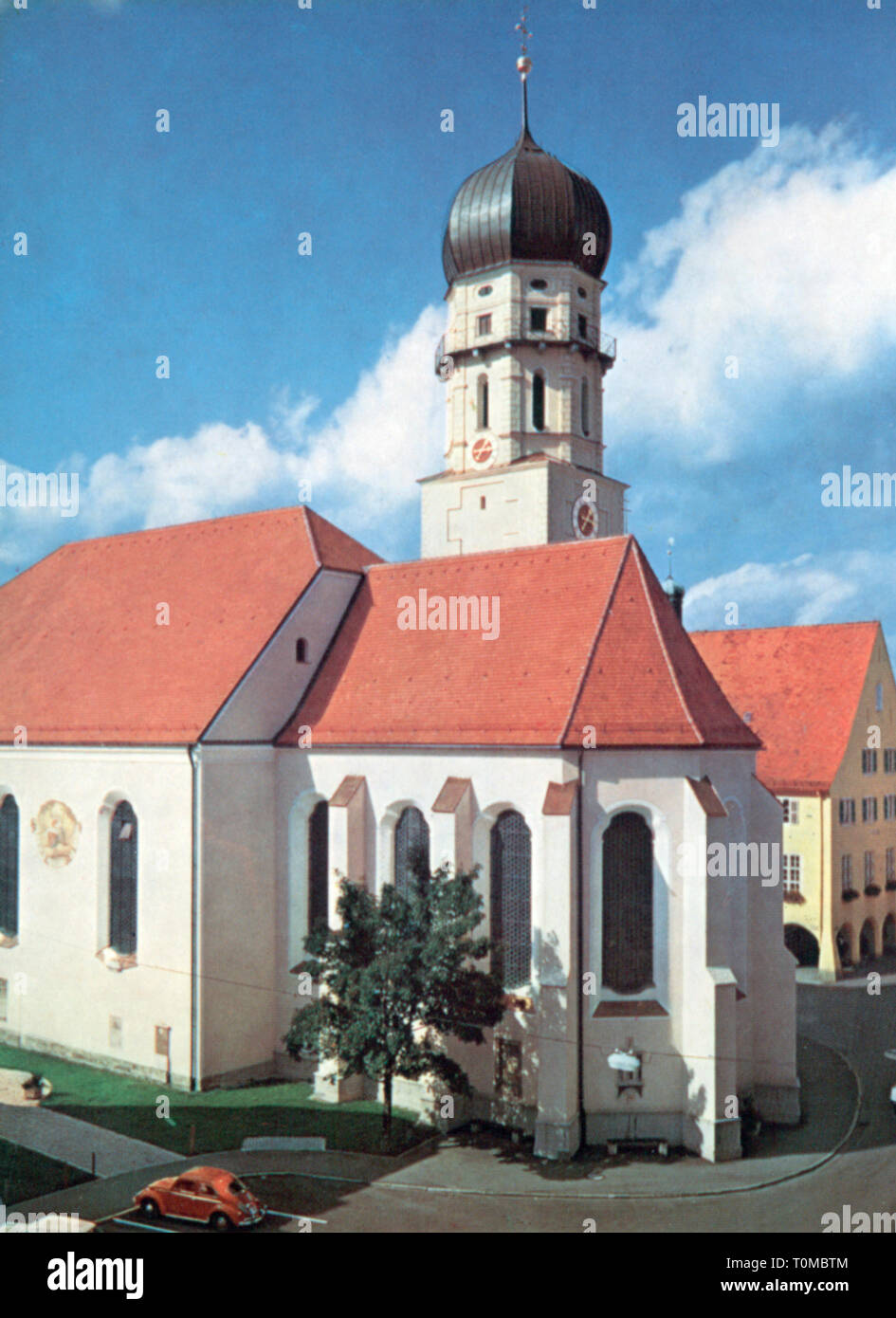 Geografia / viaggi, Germania, Schongau, chiese Chiesa parrocchiale Mariae assunta, vista esterna, cartolina, settanta Additional-Rights-Clearance-Info-Not-Available Foto Stock