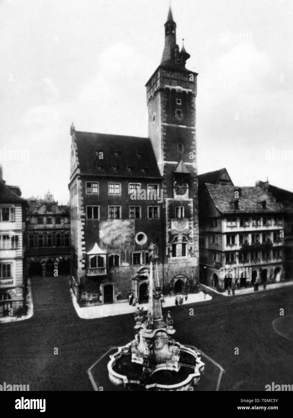 Geografia / viaggi, Germania, Wuerzburg, edificio vecchio municipio, Grafeneckart, vista esterna, circa 1930, Additional-Rights-Clearance-Info-Not-Available Foto Stock