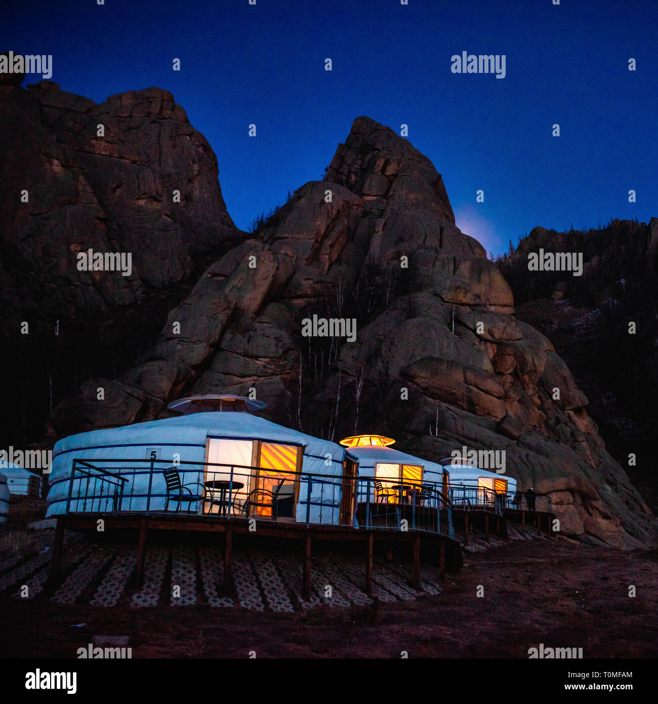 Yurta di notte in Svizzera mongola, Mongolia Foto Stock