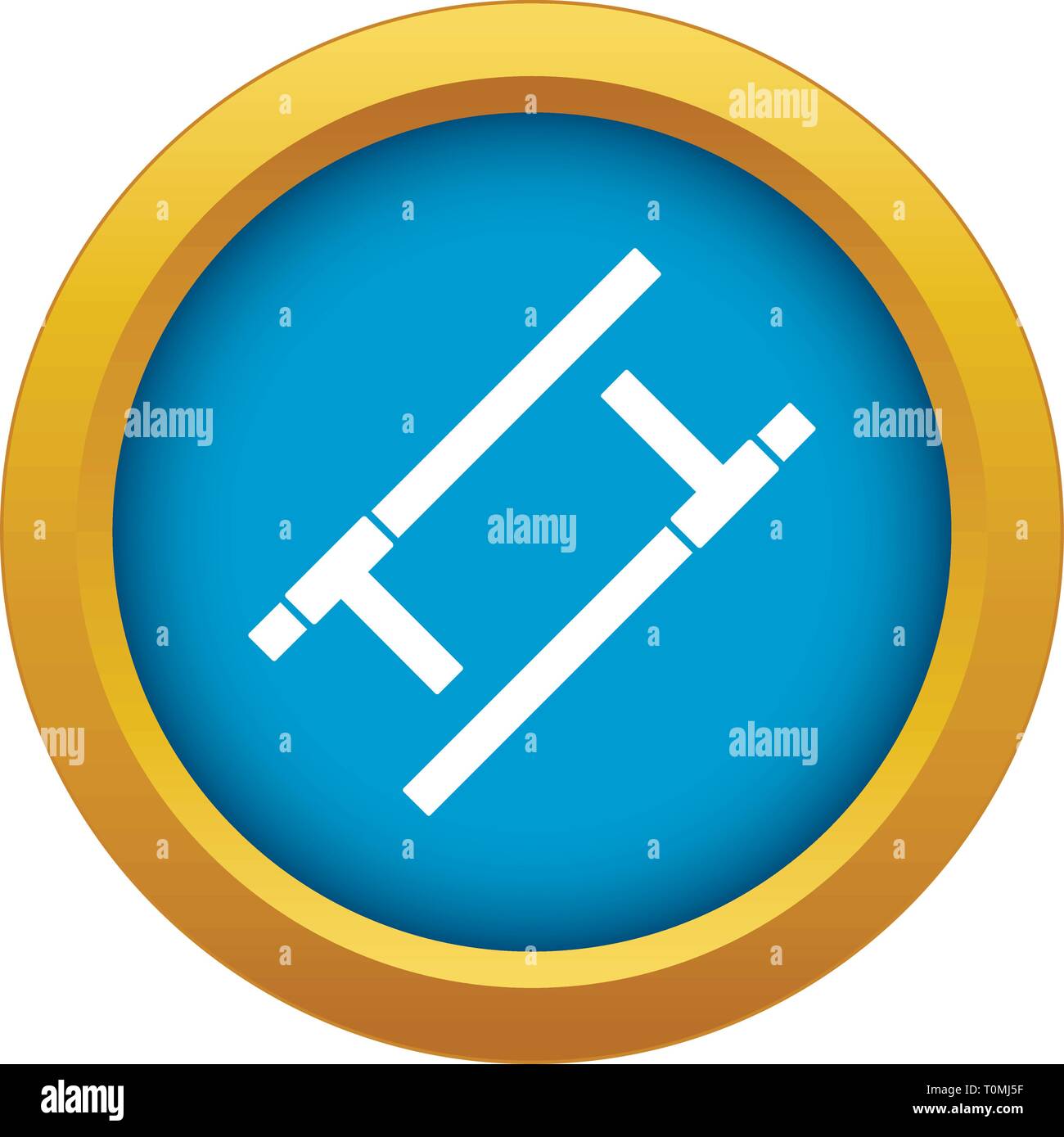 Il Tonfa icona vettore blu isolato Illustrazione Vettoriale