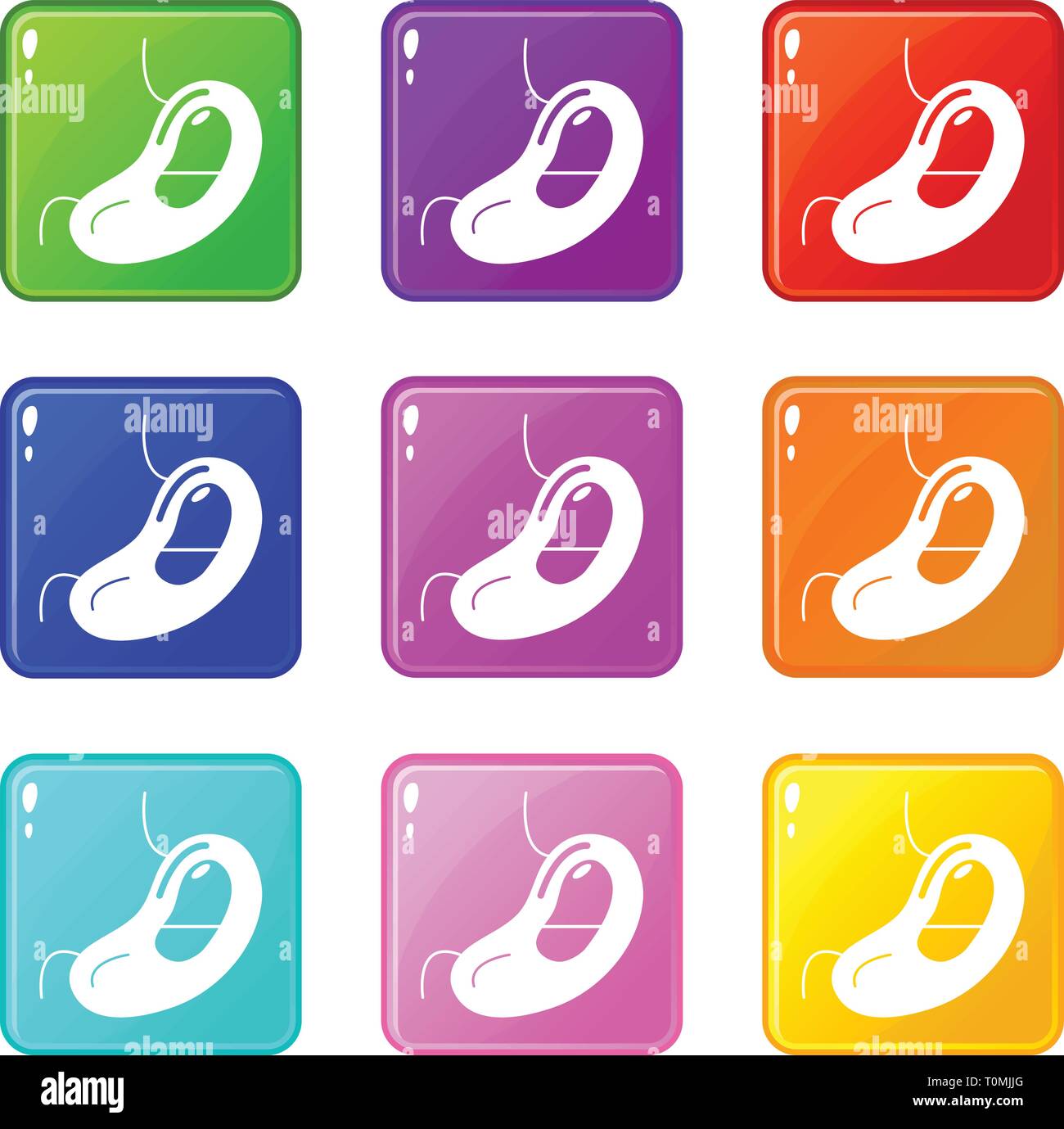 Icone di milza impostare 9 Raccolta di colore Illustrazione Vettoriale