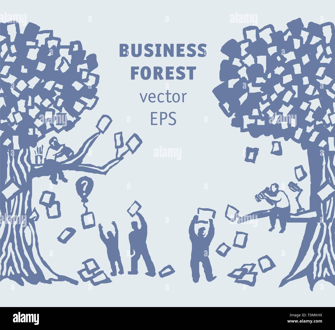 Abstract business popolo della foresta e dei documenti Illustrazione Vettoriale