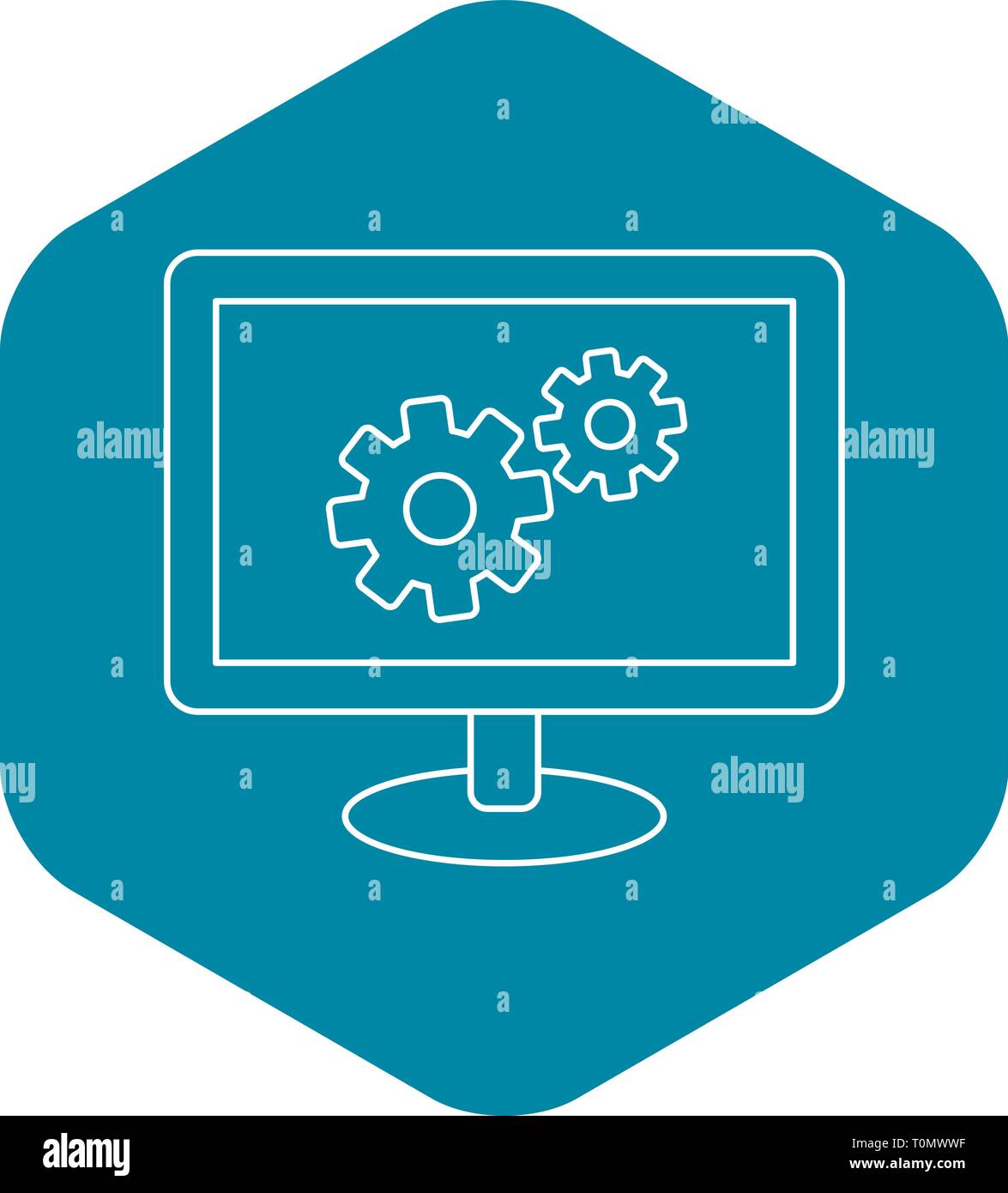 Icona impostazioni monitor, stile contorno Illustrazione Vettoriale