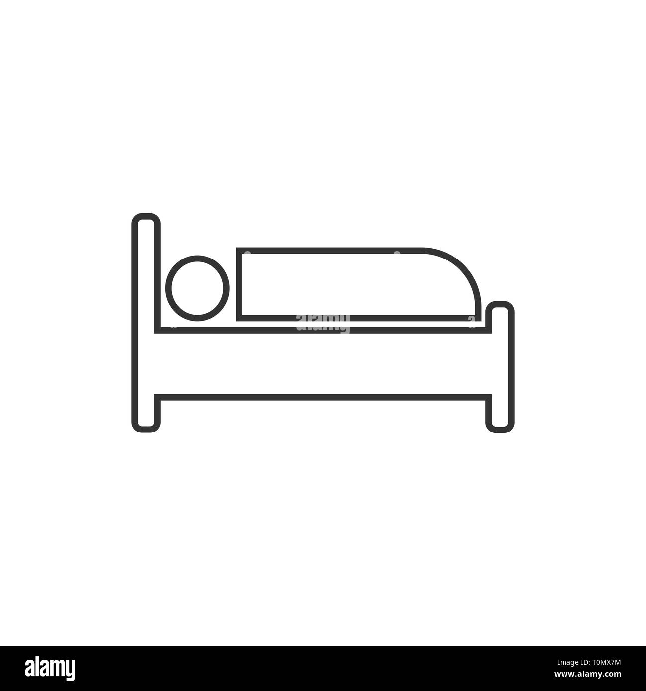 L'icona del letto. Illustrazione Vettoriale design piatto - Illustrazione Vettoriale