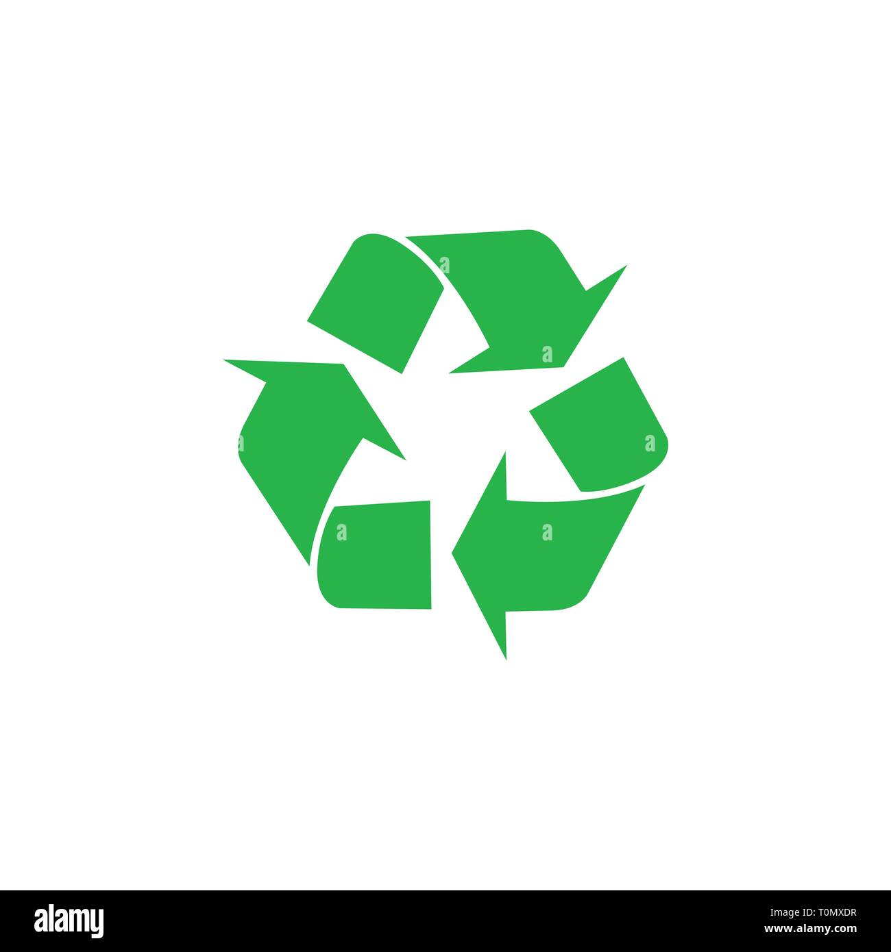Il riciclaggio sospiro, icona. Vettore illustrazione piana. Verde su bianco Illustrazione Vettoriale