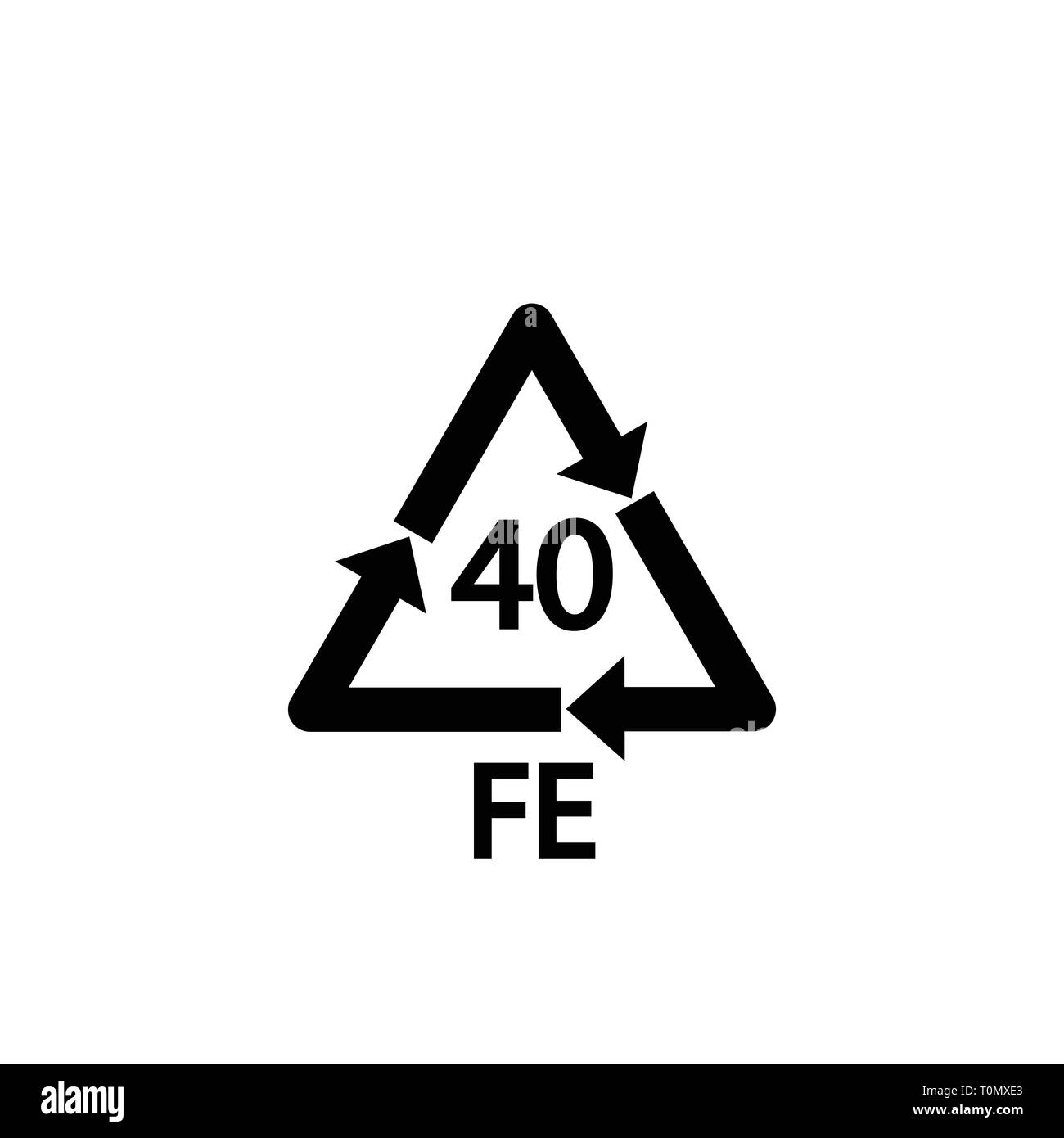 Acciaio simbolo di riciclaggio FE 40 , di riciclaggio dei metalli Fe codice  40 , vettore Immagine e Vettoriale - Alamy