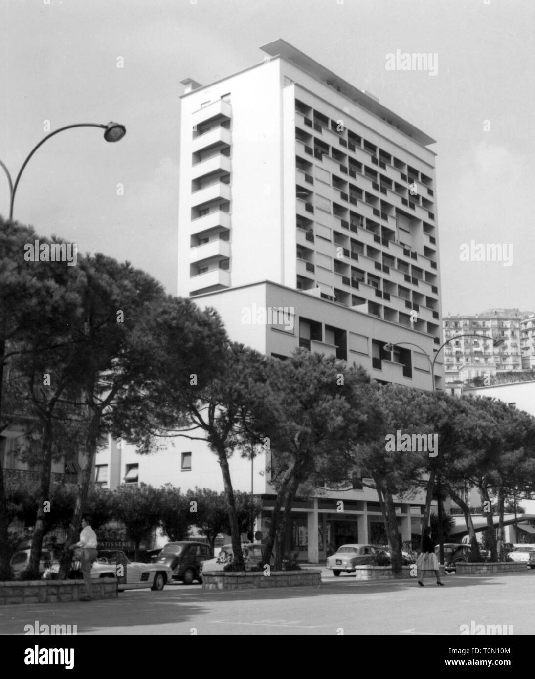 Geografia / viaggi, Monaco, edificio nuovo edificio multi-piano di Boulevard Albert I, vista esterna, 1960, Additional-Rights-Clearance-Info-Not-Available Foto Stock