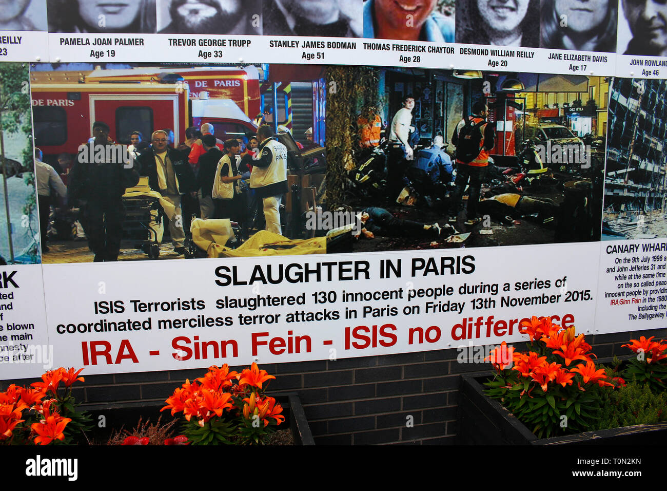 "Bayardo" - Erinnerung an protestantischer Opfer von Terroranschlaegen, die von Katholiken veruebt worden waren - Wandbild/ murale, das an den Buergerk Foto Stock