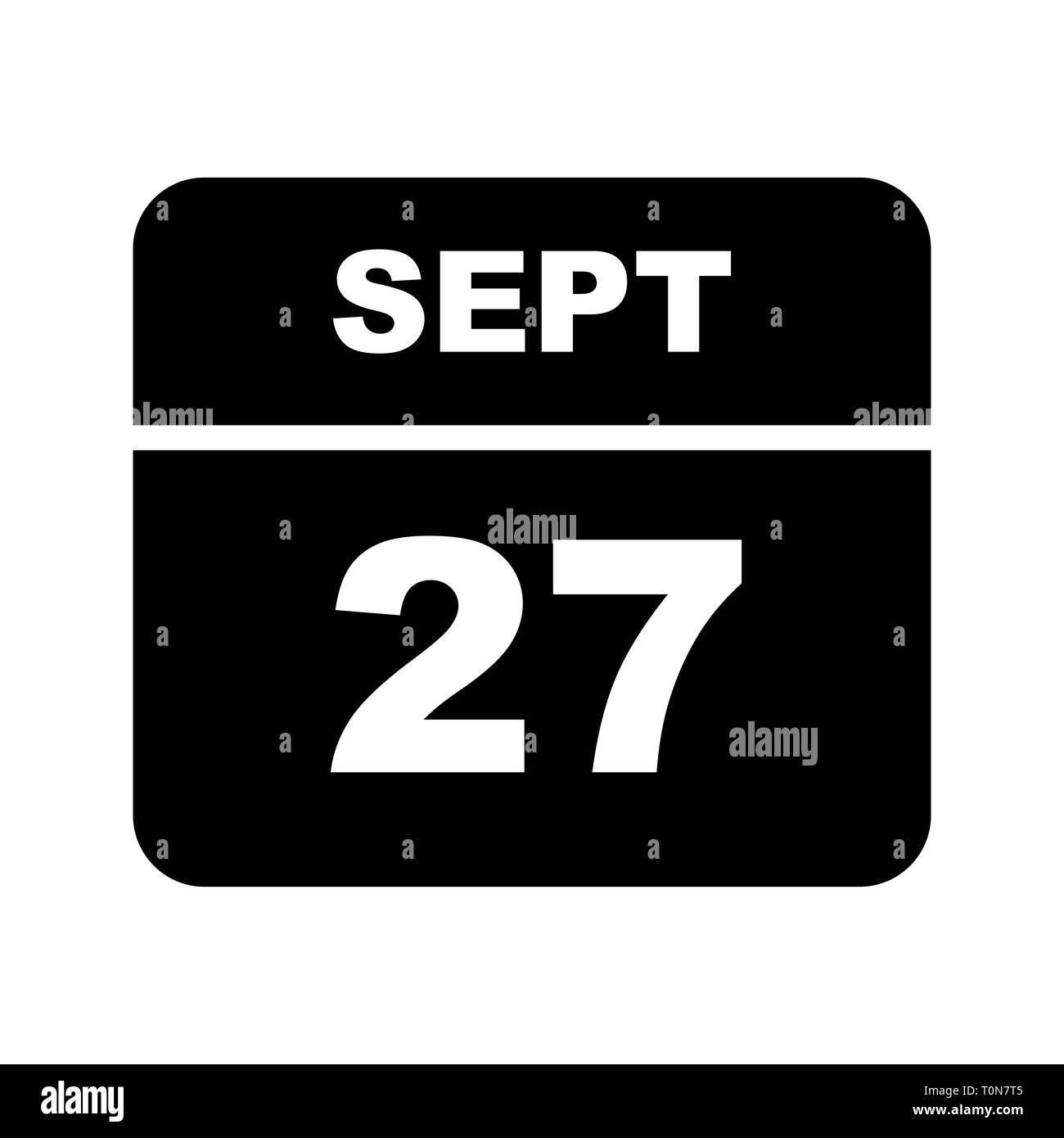 27 settembre Data in un unico giorno calendario Foto Stock
