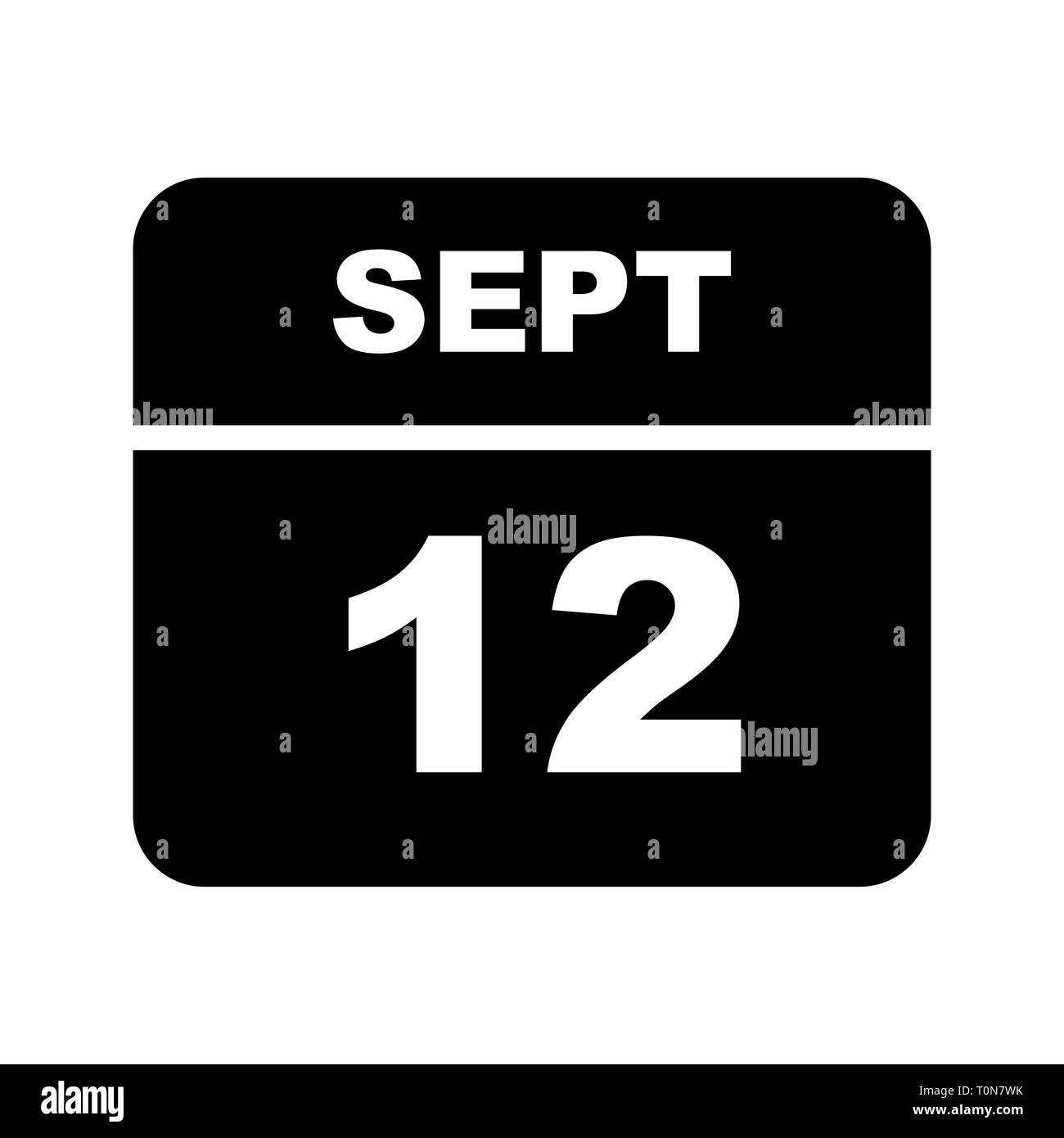 12 settembre Data in un unico giorno calendario Foto Stock