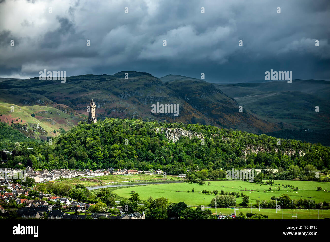 National Wallace Monument presso la Abbey Craig, Stirling, Scozia, Regno Unito Foto Stock