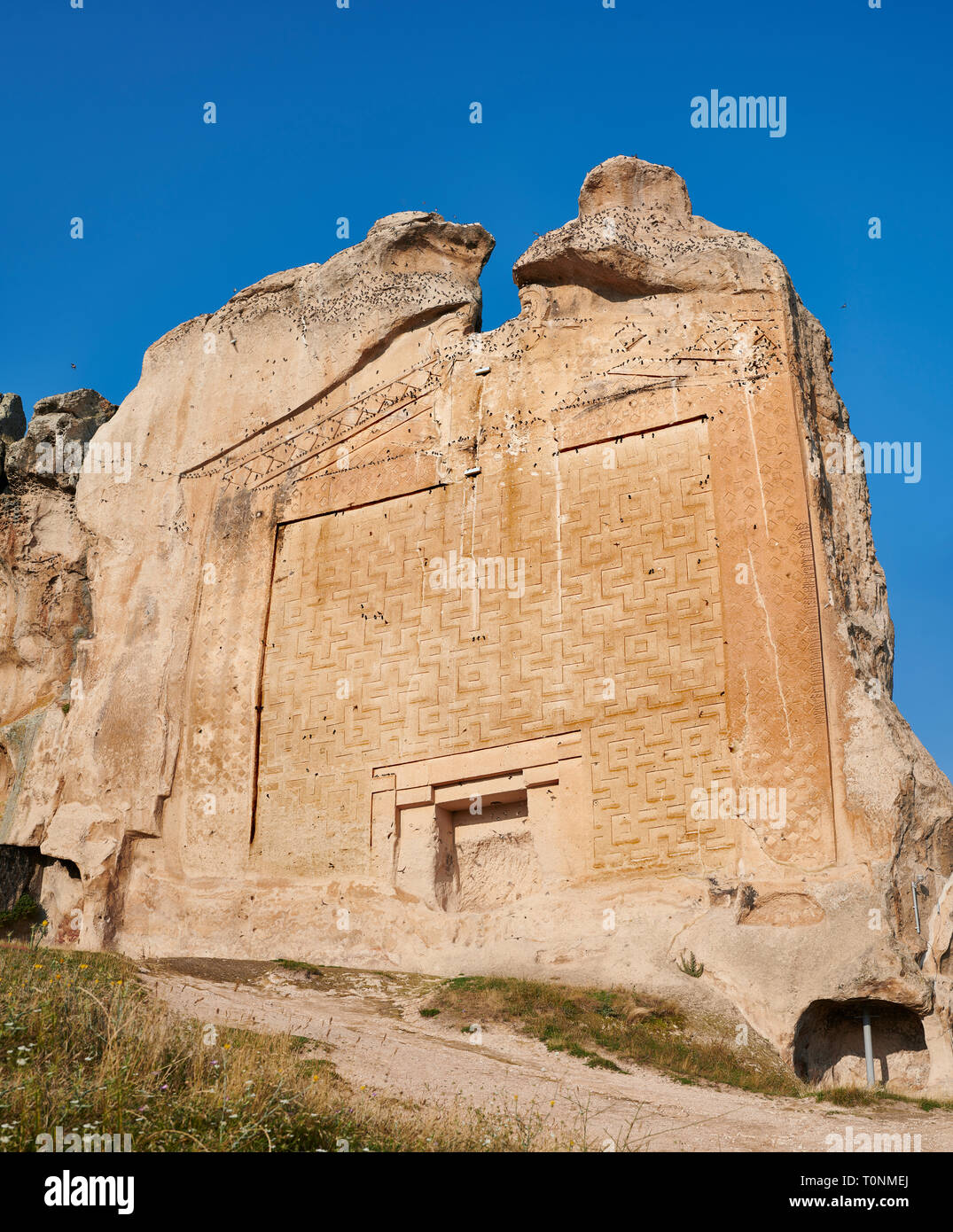 La Frigia rock monumento conosciuto localmente come Yazilikaya, ( scritto rock ) . 8 - VI secolo A.C. . Midas City, Yazilikaya, Eskisehir, Turchia. Questo è Foto Stock