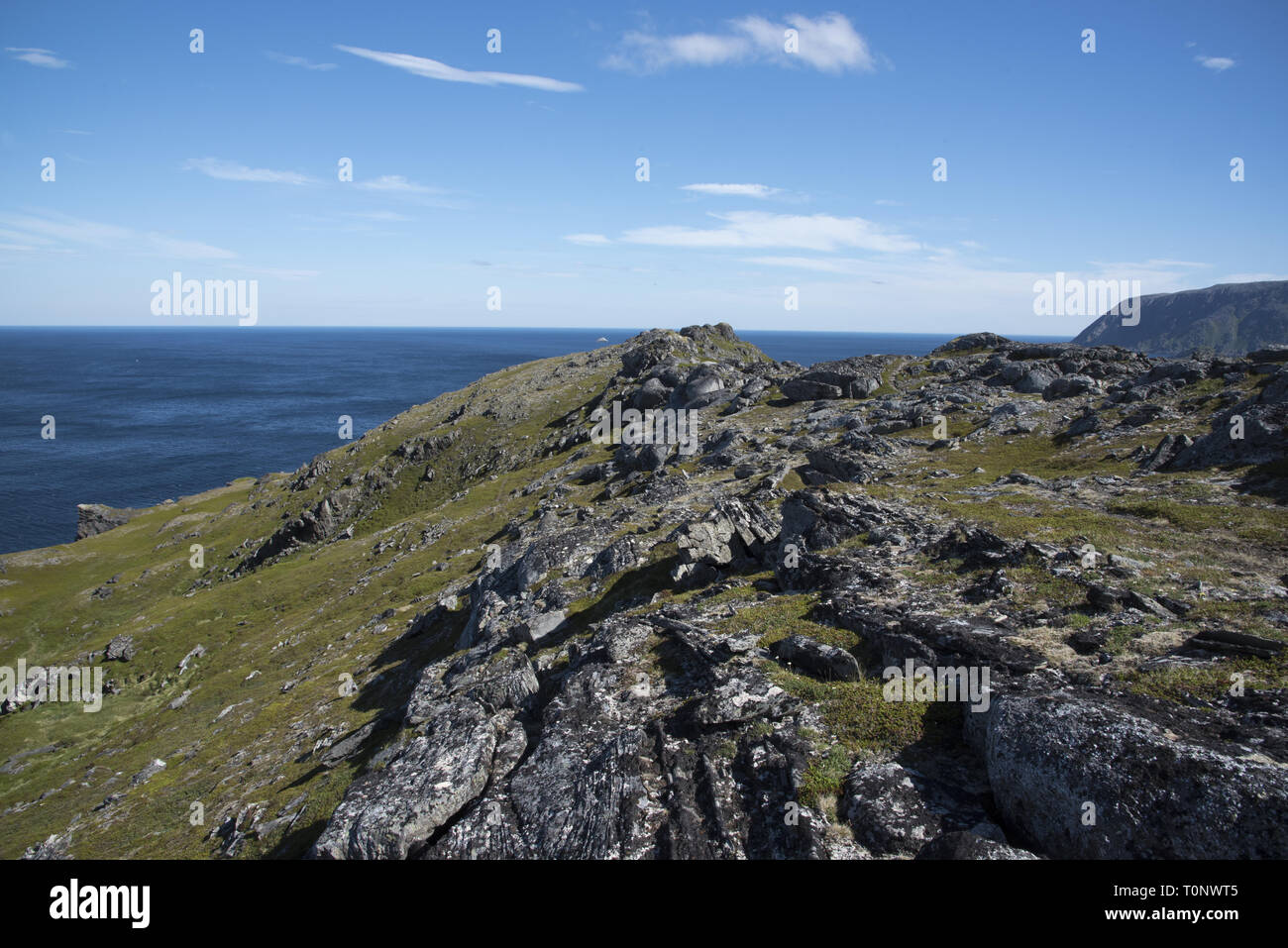 Skarsvåg penisola è un solitario posto appena a est dell'hotspot Turistico Capo Nord in Norvegia Magerøya dell isola. Foto Stock