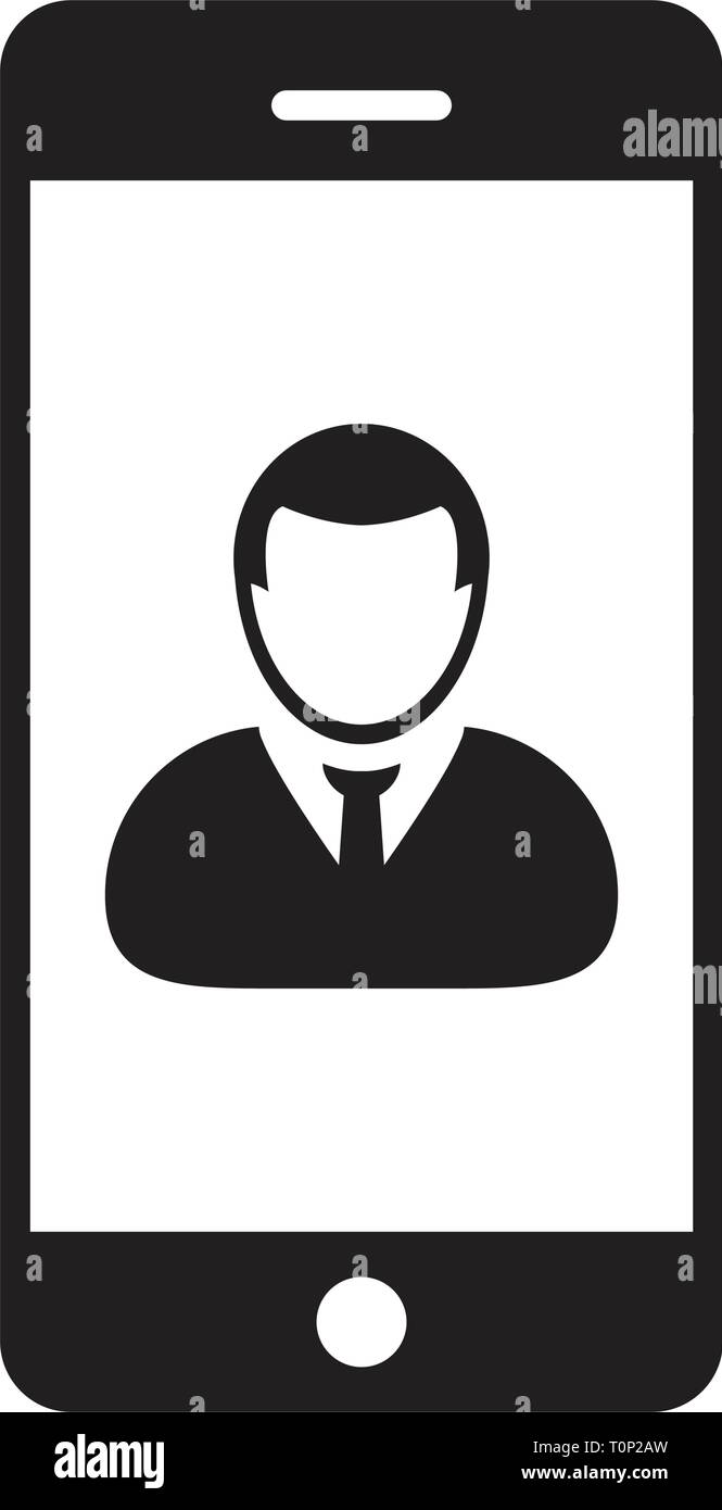 Mobile App icona maschio vettore profilo persona avatar con simbolo dello  smartphone per la comunicazione nel pittogramma di glifo illustrazione  Immagine e Vettoriale - Alamy
