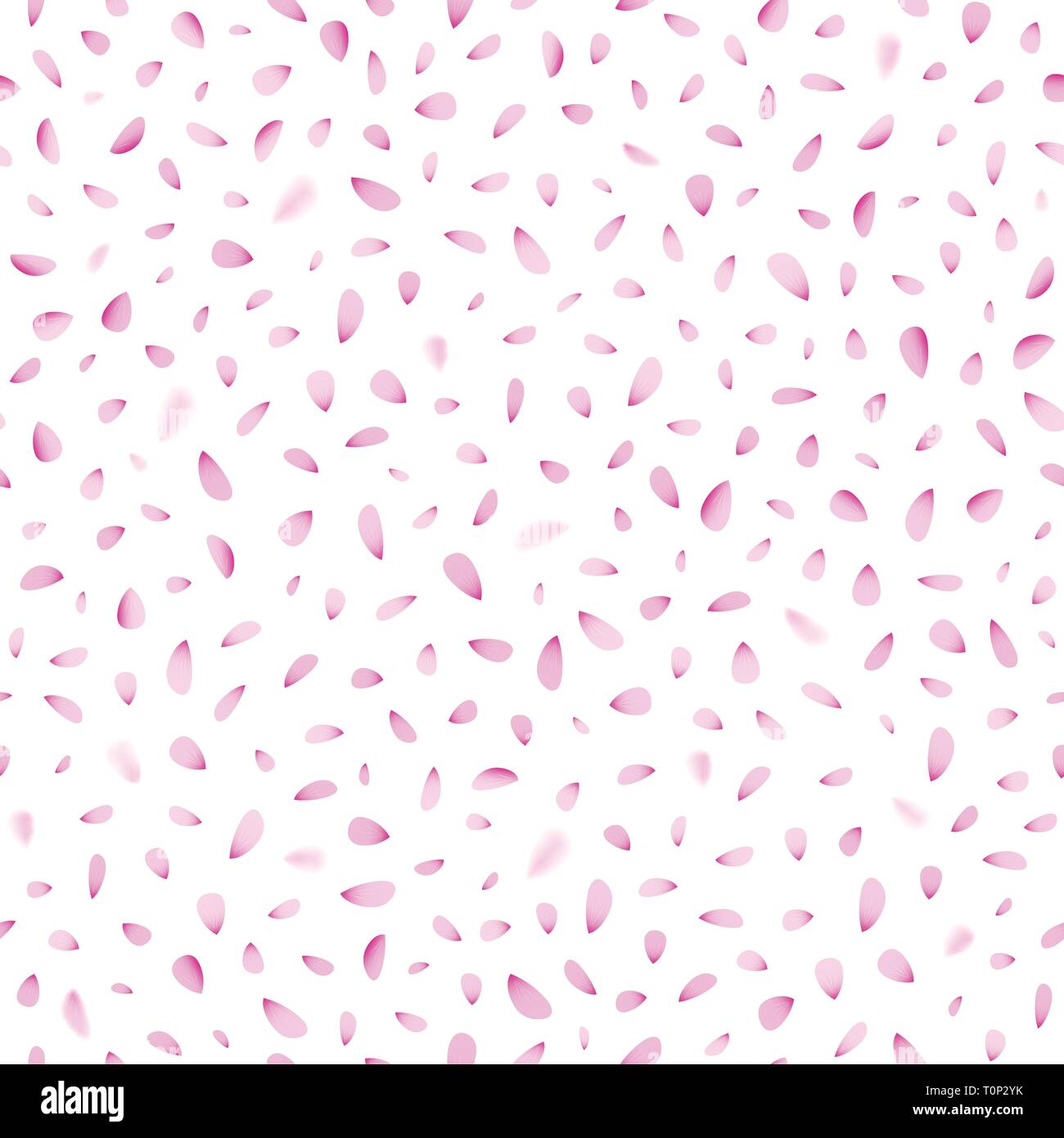 Petali seamless pattern su sfondo bianco. Illustrazione Vettoriale