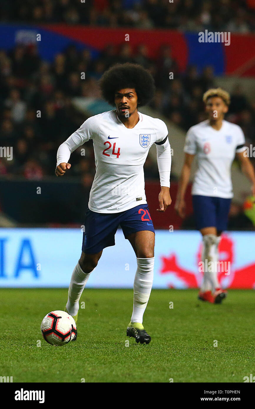 Bristol, Regno Unito. Xxi Mar, 2019. Hamza Choudhury di Inghilterra U21s durante la International amichevole tra Inghilterra U21 e Polonia U21 a Ashton Gate, Bristol, Inghilterra il 21 marzo 2019. Foto di Dave Peters. Solo uso editoriale, è richiesta una licenza per uso commerciale. Nessun uso in scommesse, giochi o un singolo giocatore/club/league pubblicazioni. Credit: UK Sports Pics Ltd/Alamy Live News Foto Stock