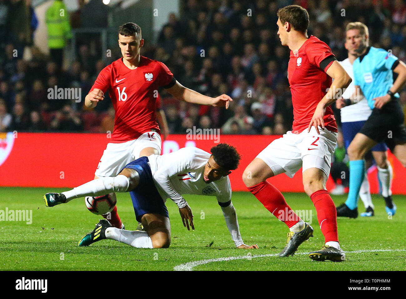 Bristol, Regno Unito. Xxi Mar, 2019. Reiss Nelson di Inghilterra U21s durante la International amichevole tra Inghilterra U21 e Polonia U21 a Ashton Gate, Bristol, Inghilterra il 21 marzo 2019. Foto di Dave Peters. Solo uso editoriale, è richiesta una licenza per uso commerciale. Nessun uso in scommesse, giochi o un singolo giocatore/club/league pubblicazioni. Credit: UK Sports Pics Ltd/Alamy Live News Foto Stock