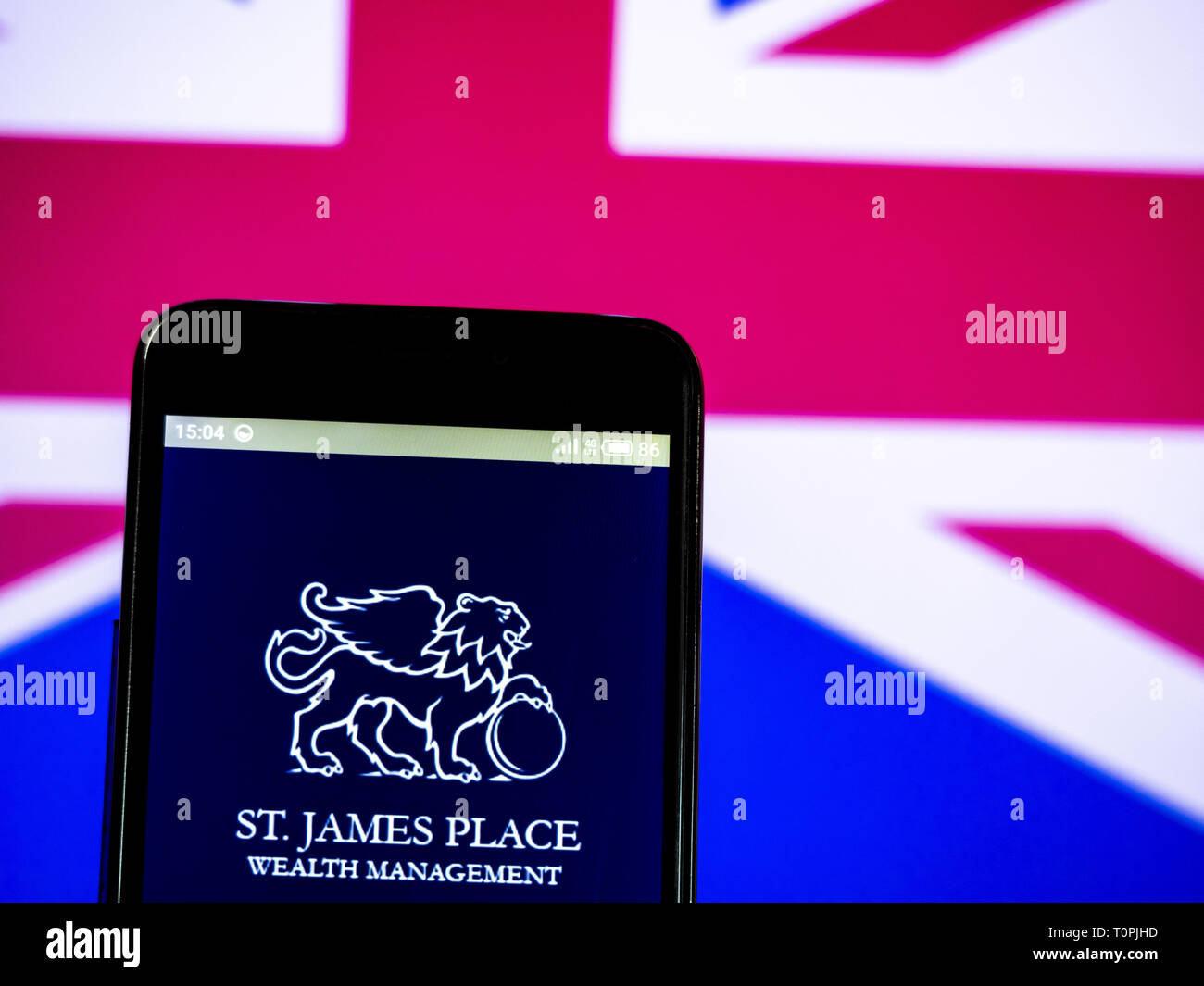 L'Ucraina. Xxi Mar, 2019. In questa foto illustrazione St. James's Place plc logo che si vede visualizzato su un telefono intelligente. Credito: Igor Golovniov SOPA/images/ZUMA filo/Alamy Live News Foto Stock