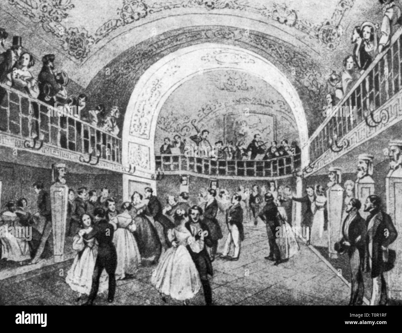Danza, la sala da ballo a Vienna, dopo incisione circa 1840, Additional-Rights-Clearance-Info-Not-Available Foto Stock