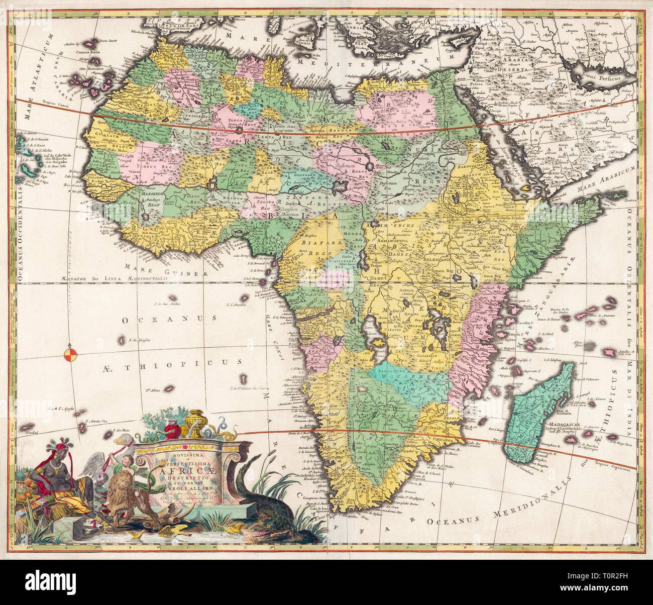 Mappa di Africa risalente alla fine del XVII secolo pubblicato da Carel Allard, 1648 - 1709. Foto Stock