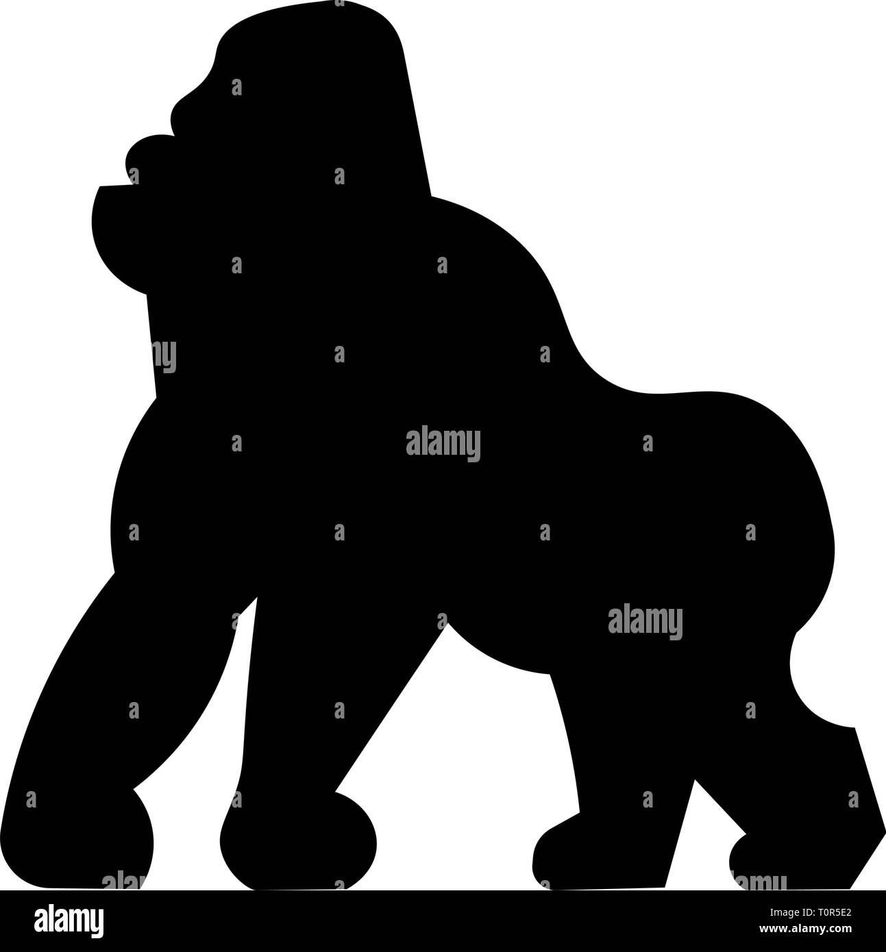 Questo vettore immagine mostra permanente di gorilla africani in icona glifo design. È isolato su uno sfondo bianco. Illustrazione Vettoriale