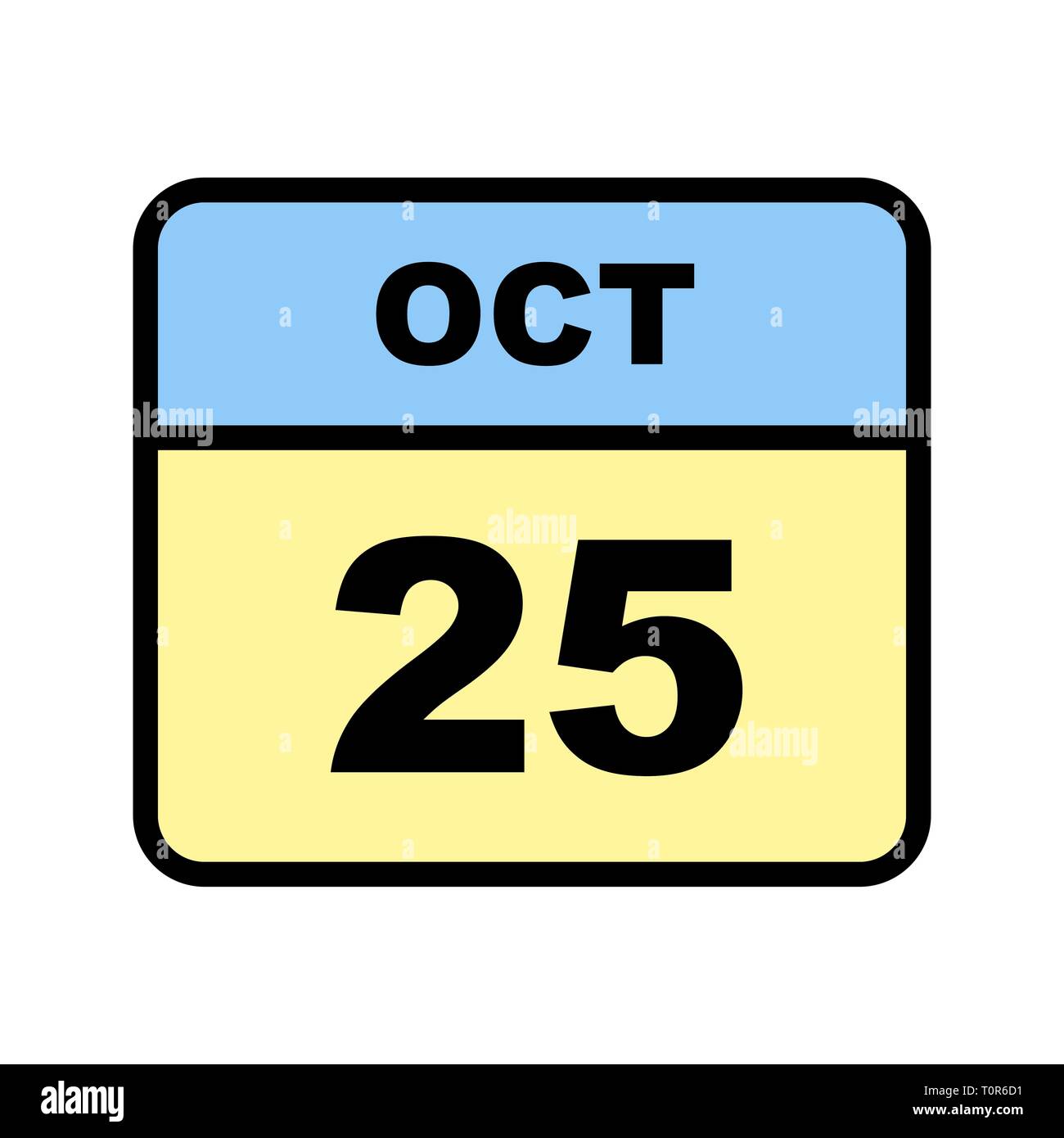 25 ottobre Data in un unico giorno calendario Foto Stock