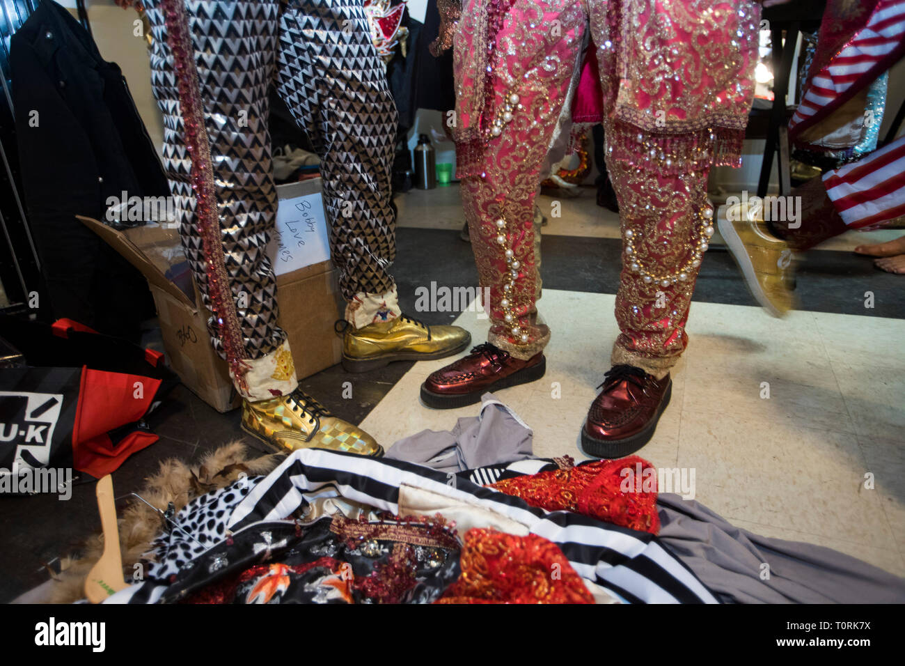 Dietro le quinte, Santuario della settimana della moda, la Cattedrale di San Giovanni, il centro cittadino di Los Angeles, California, Stati Uniti d'America Marzo 7, 2019 Foto Stock