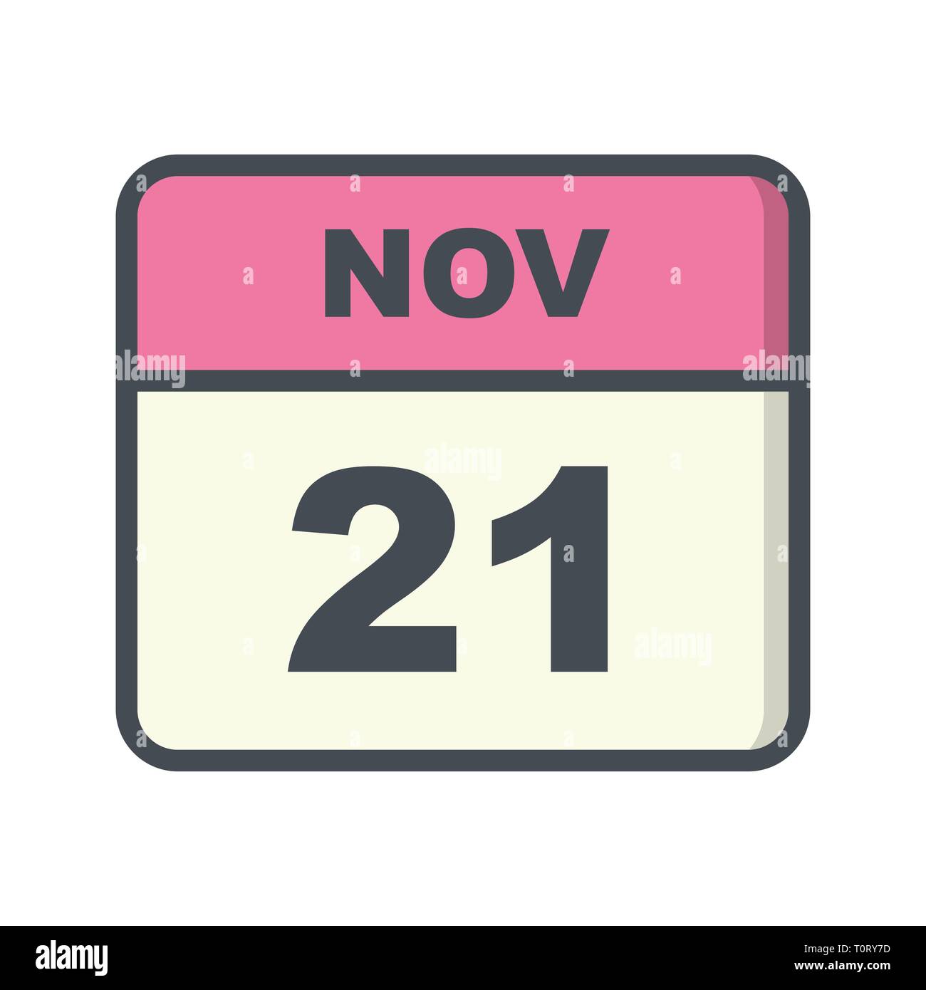 Novembre xxi data su un singolo giorno calendario Foto Stock