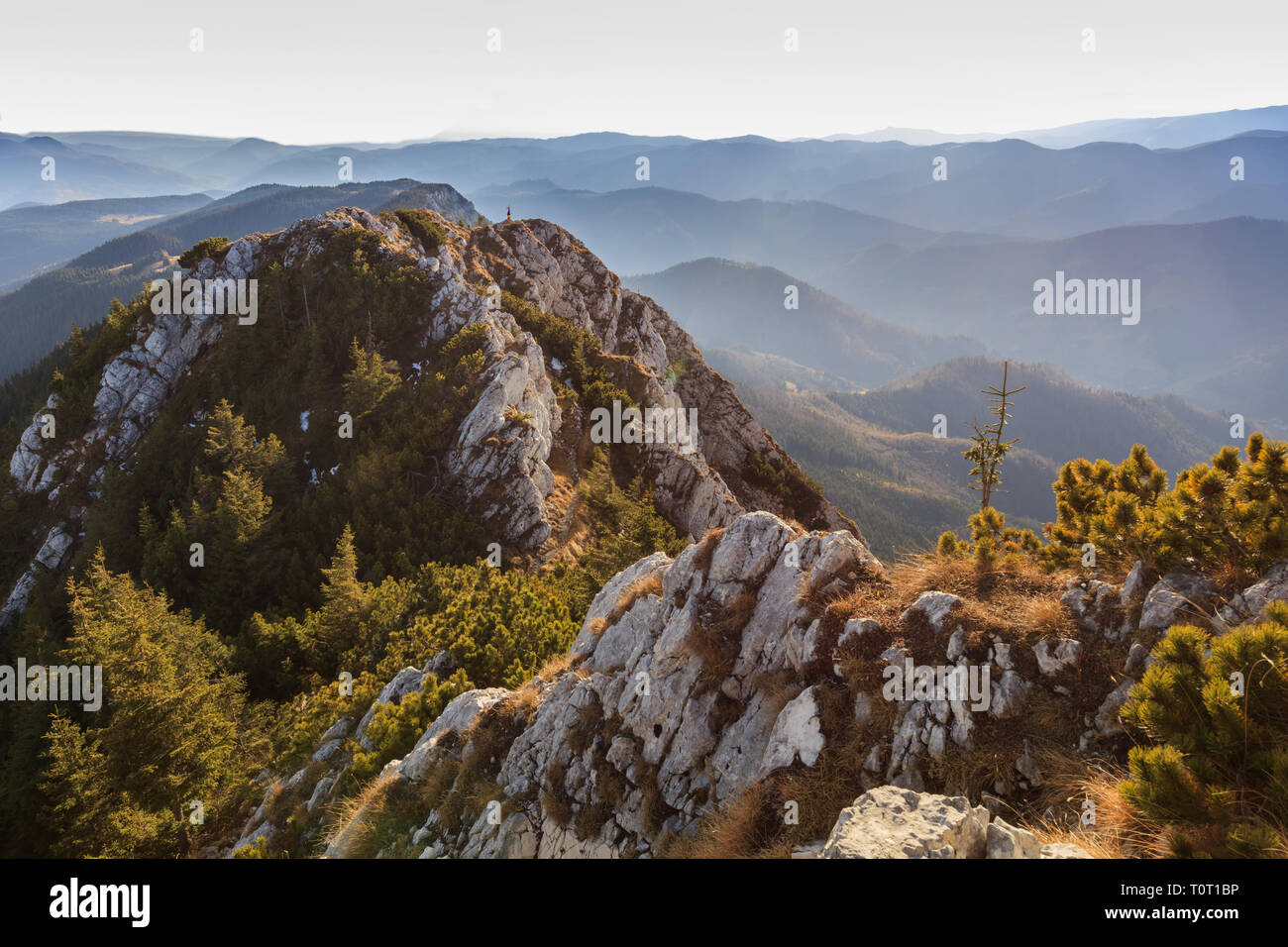 Paesaggio di montagna in Piatra Craiului Mountains, Romania Foto Stock