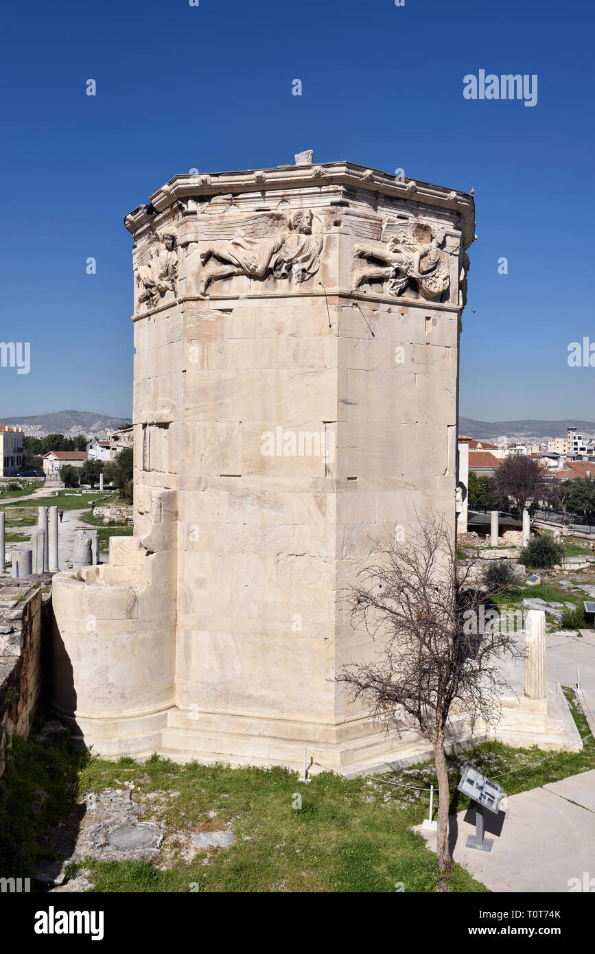 Torre dei Venti di mercato romano a Atene, Grecia Foto Stock