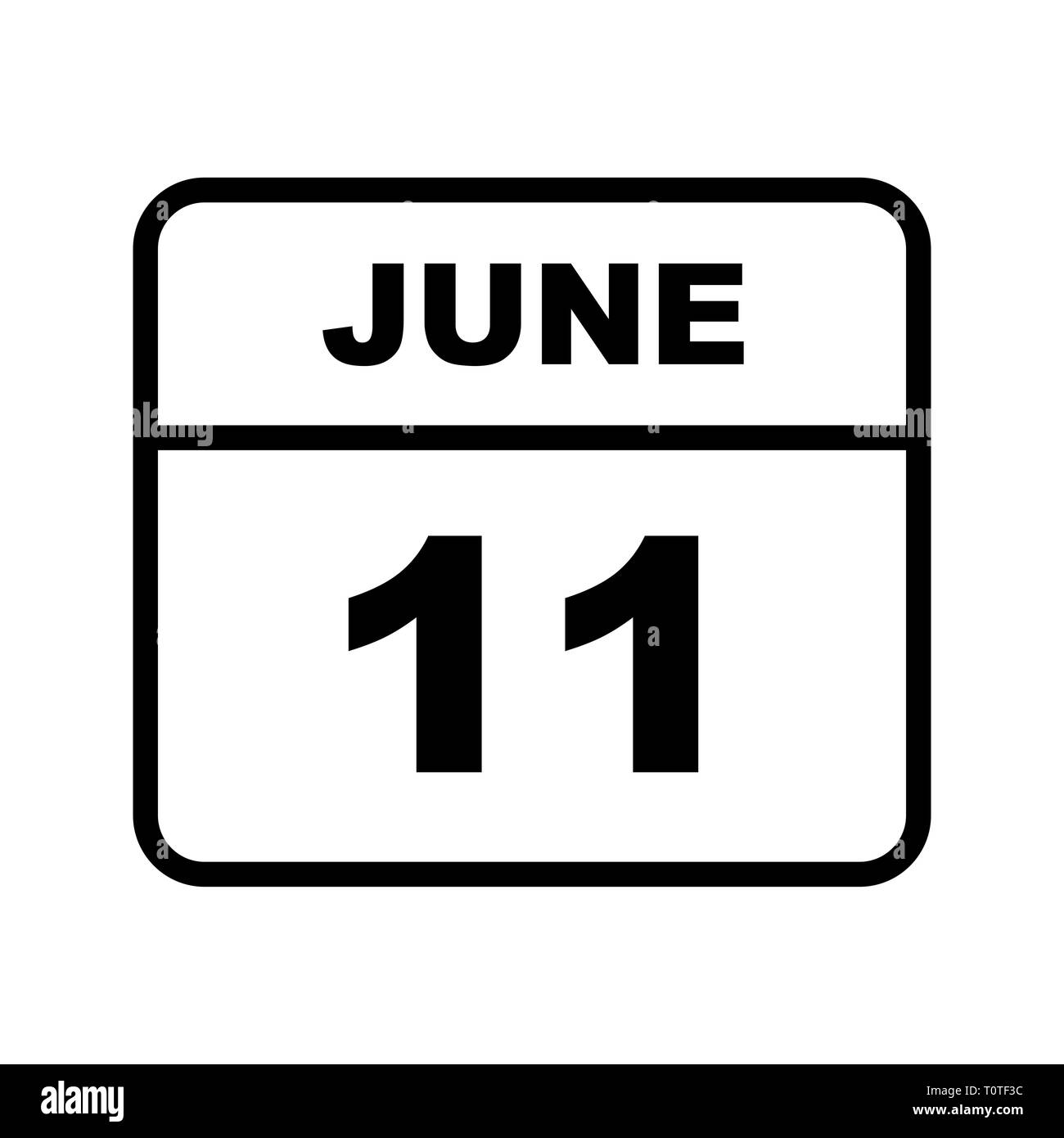 Giugno undicesimo data su un singolo giorno calendario Foto Stock