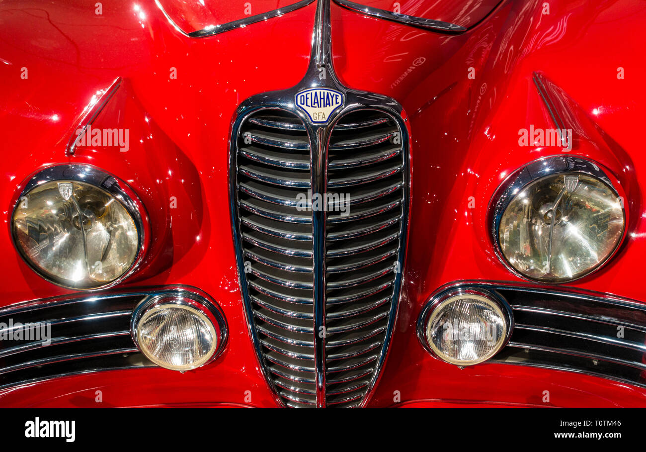 Una vista frontale di un 1949 Delahaye Tipo 175 Drophead Coupe al 2019 Toronto Auto Show Foto Stock