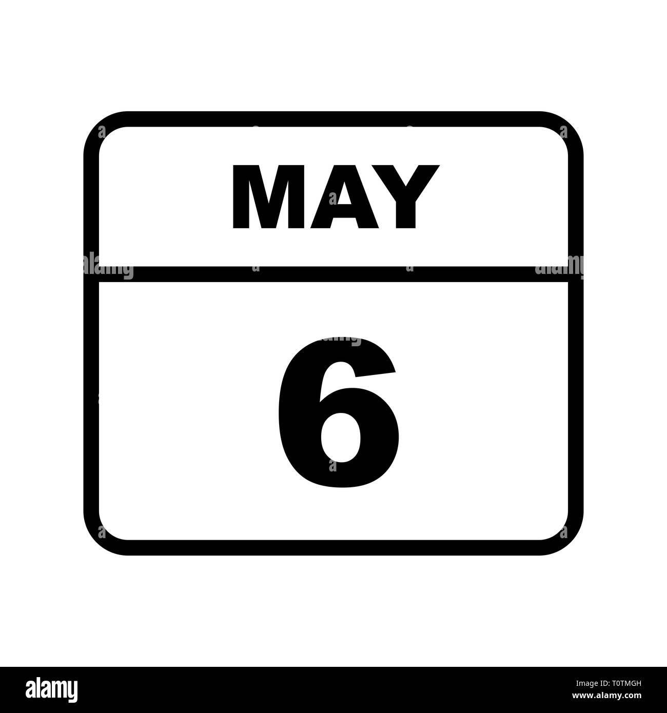 Il 6 maggio la data in un singolo giorno calendario Foto Stock