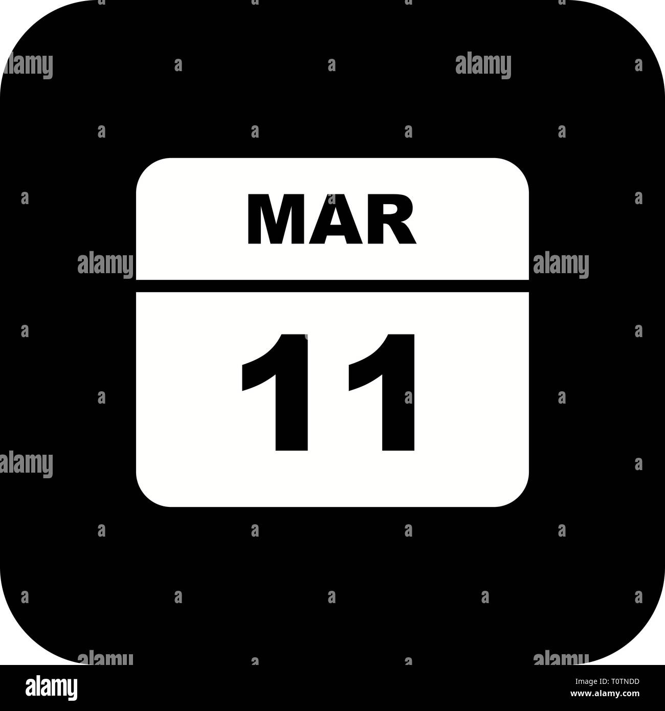 Marzo xi data su un singolo giorno calendario Foto Stock