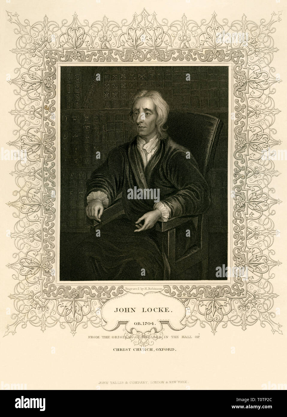 Europa, Großbritanien, John Locke, englischer Philosoph, Stahlstich von H. Robinson nach Kneller, 1836, aus einem Buch des 19. Jahrhunderts . / Euro Foto Stock