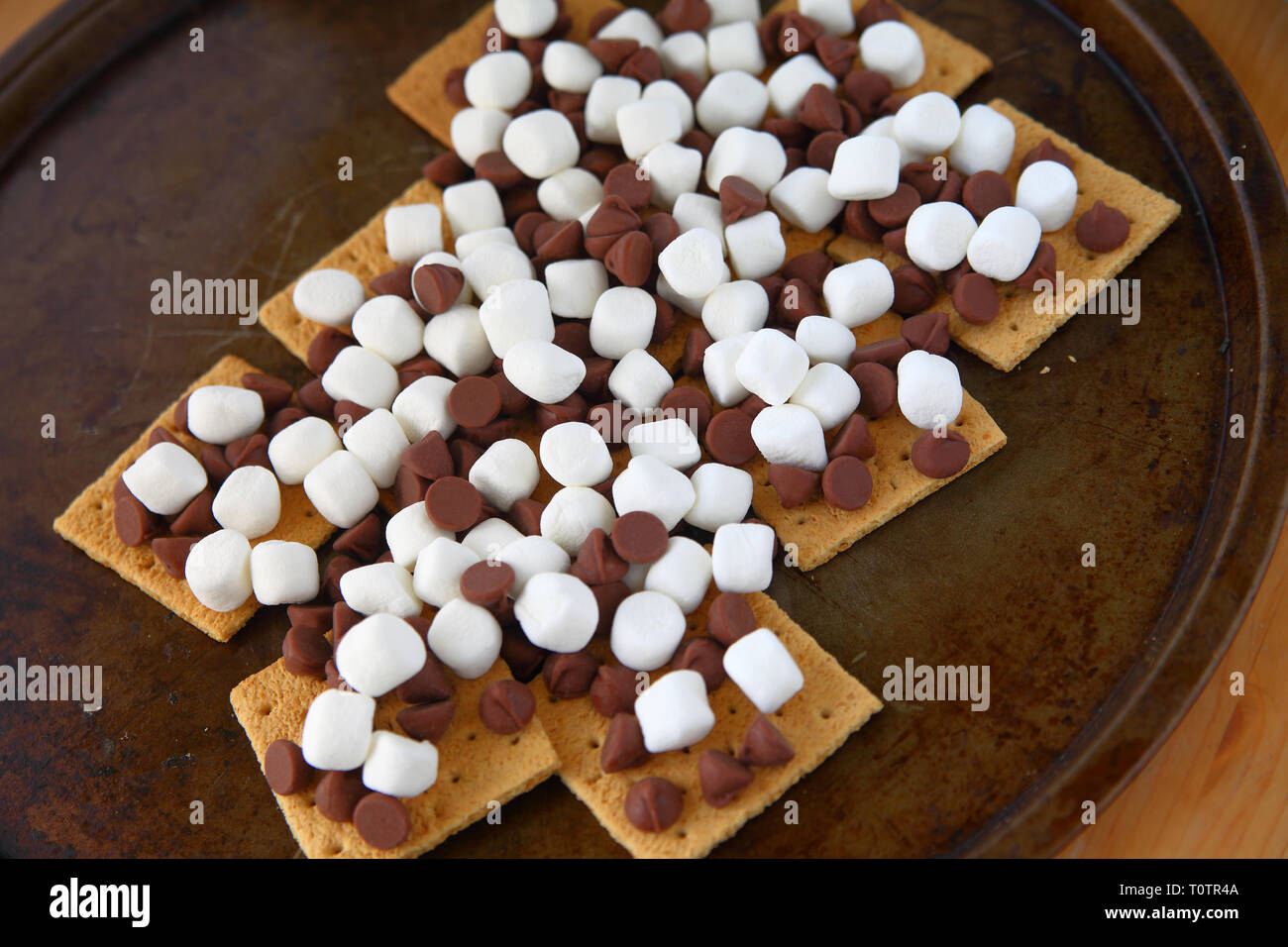 Gli ingredienti per la realizzazione di interni s'more tratta Foto Stock