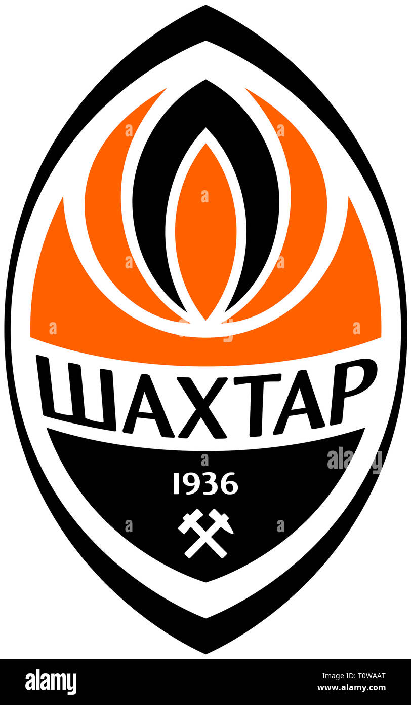 Logo della Ukrainian football team Schachtar Donezk - Ucraina. Foto Stock