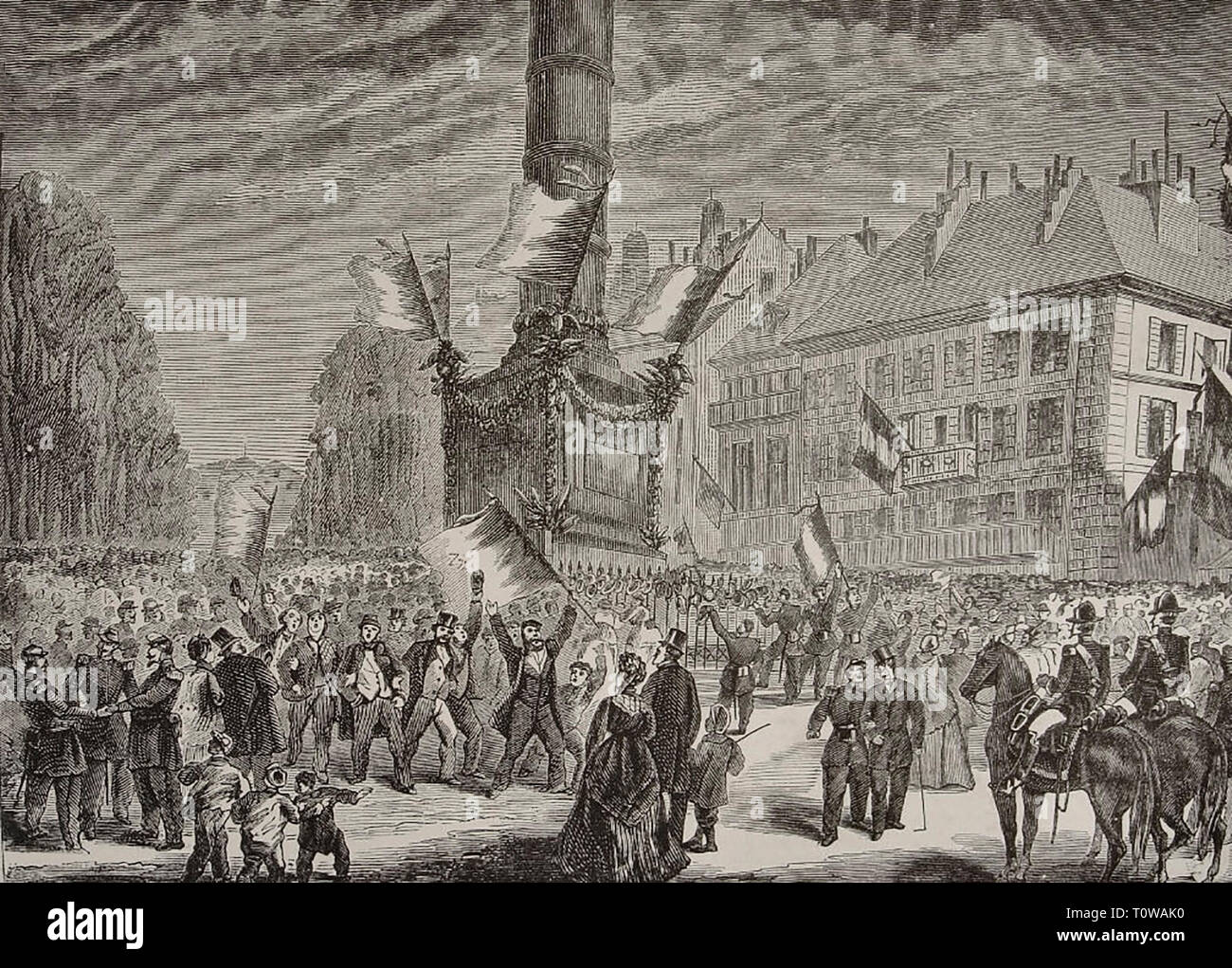 Dalla Bastiglia abbiamo gridato "a Berlino', inizio della guerra franco-prussiana, 1870 Foto Stock