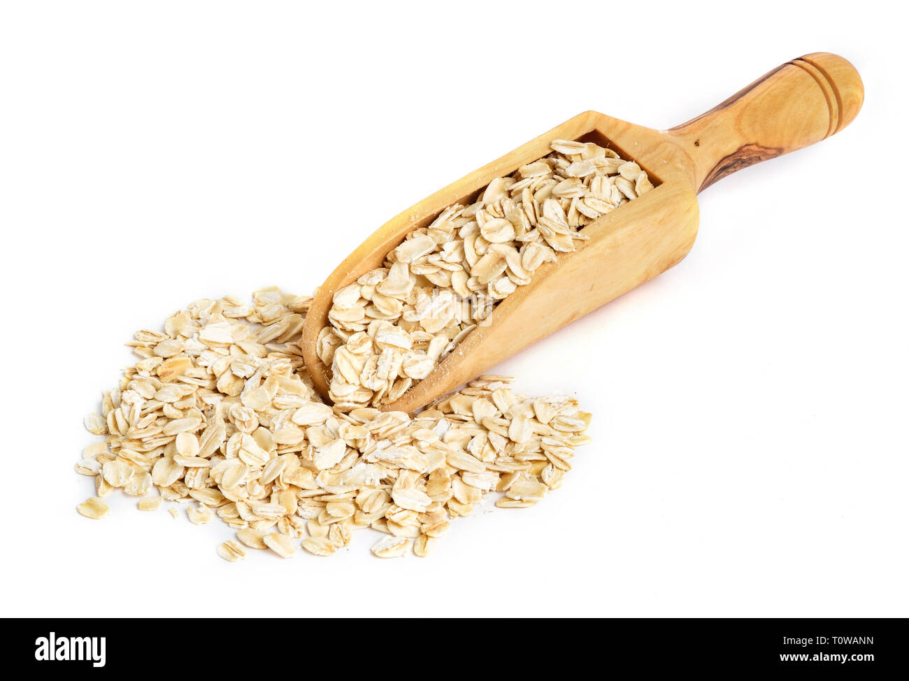 Tutta la farina di avena sul convogliatore di legno Foto Stock