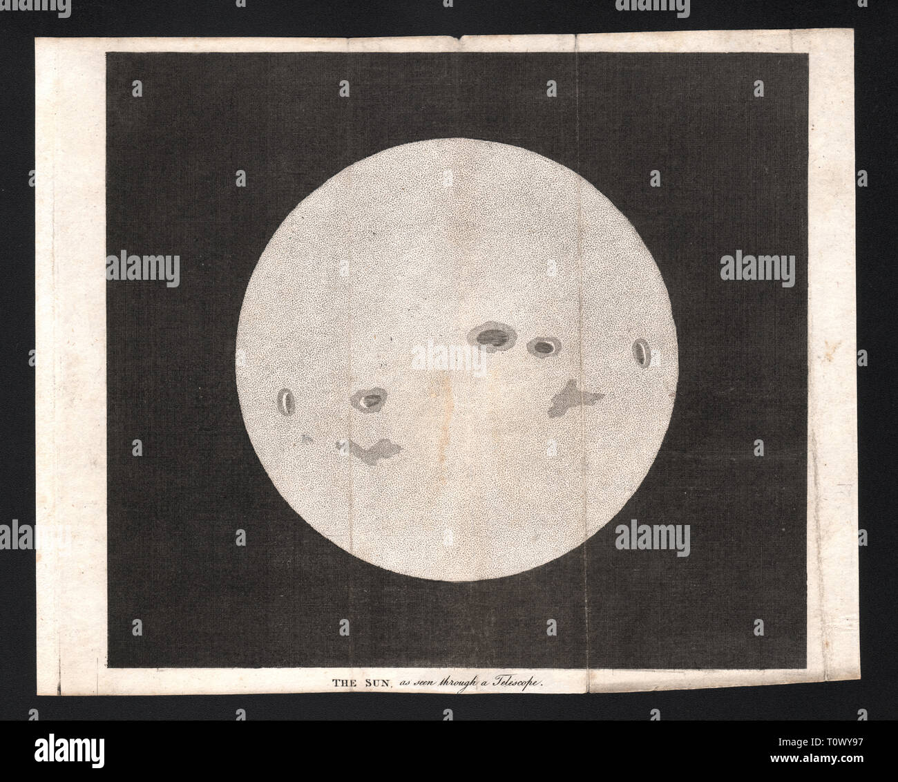 1804 Astronomia Stampa del sole con macchie solari Foto Stock