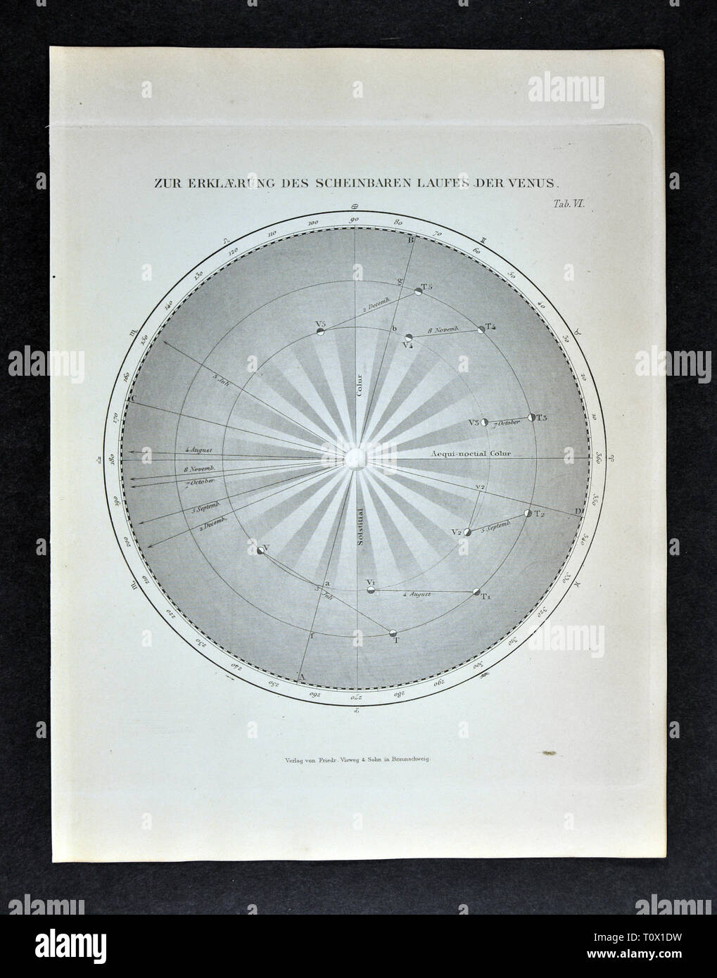 1894 Muller Stampa di astronomia del Sistema Solare che mostra il percorso apparente di Venere Foto Stock