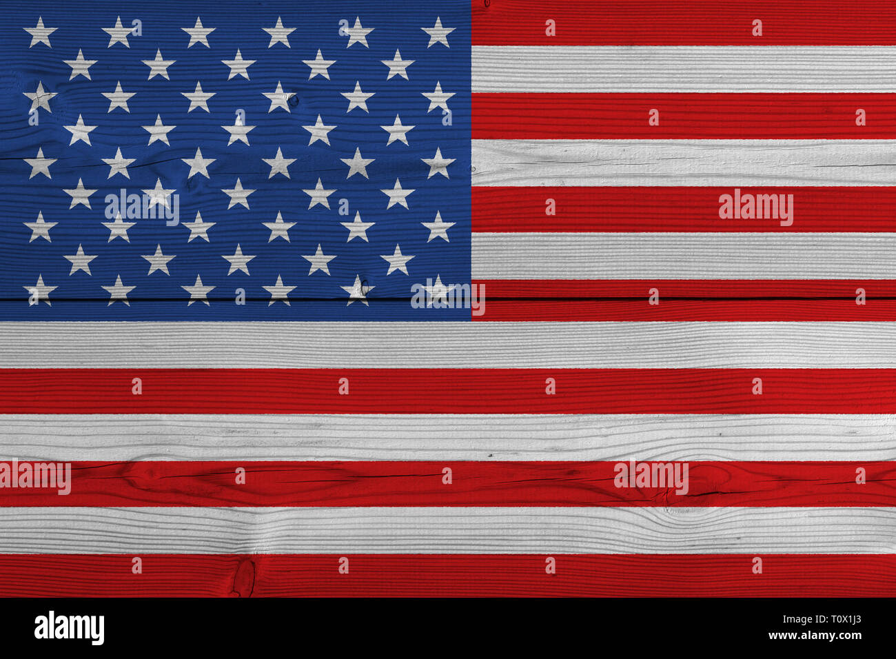 Stati Uniti bandiera dipinta sul vecchio asse di legno Foto Stock
